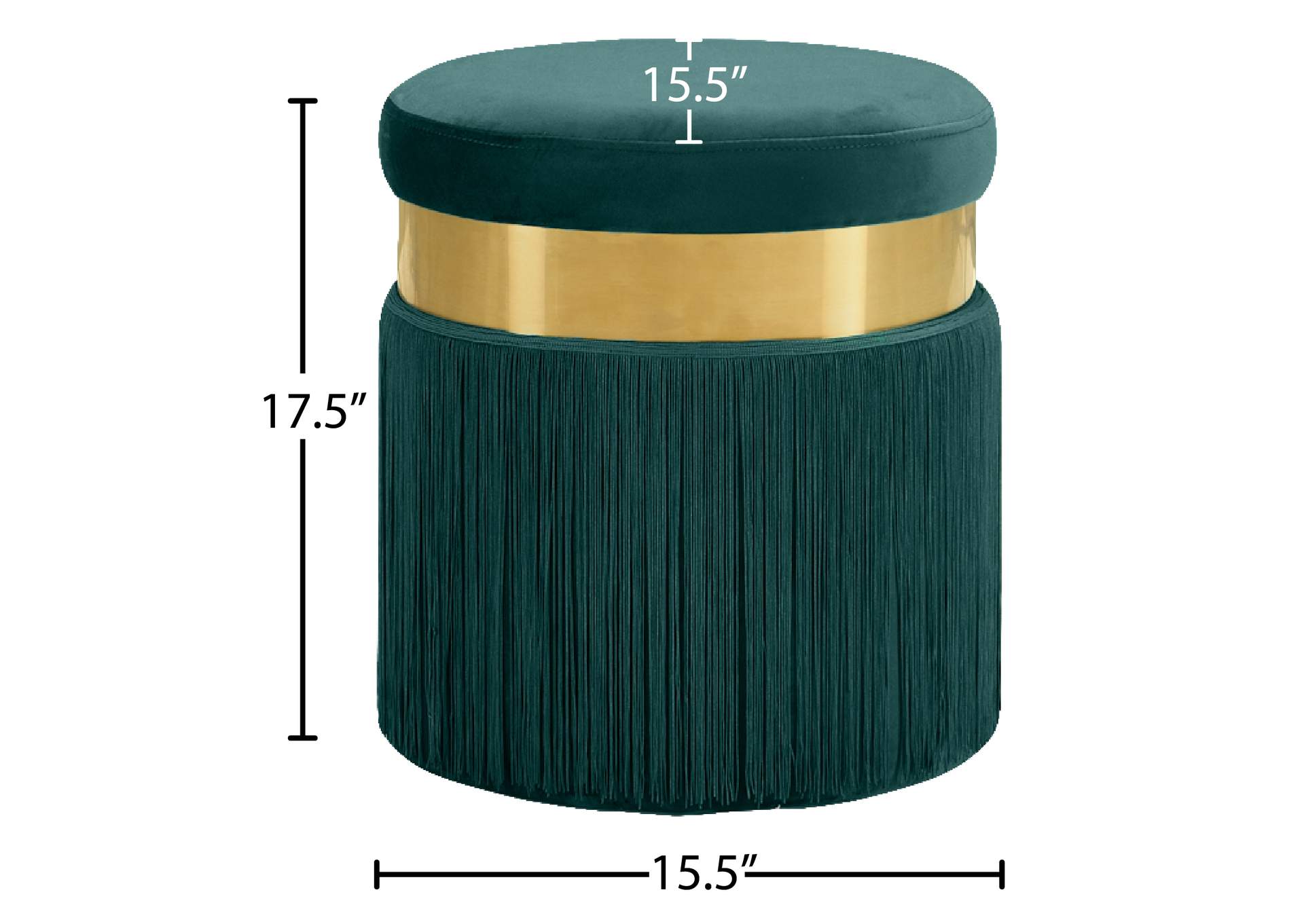 Yasmine Green Velvet Ottoman - Stool,Meridian Furniture