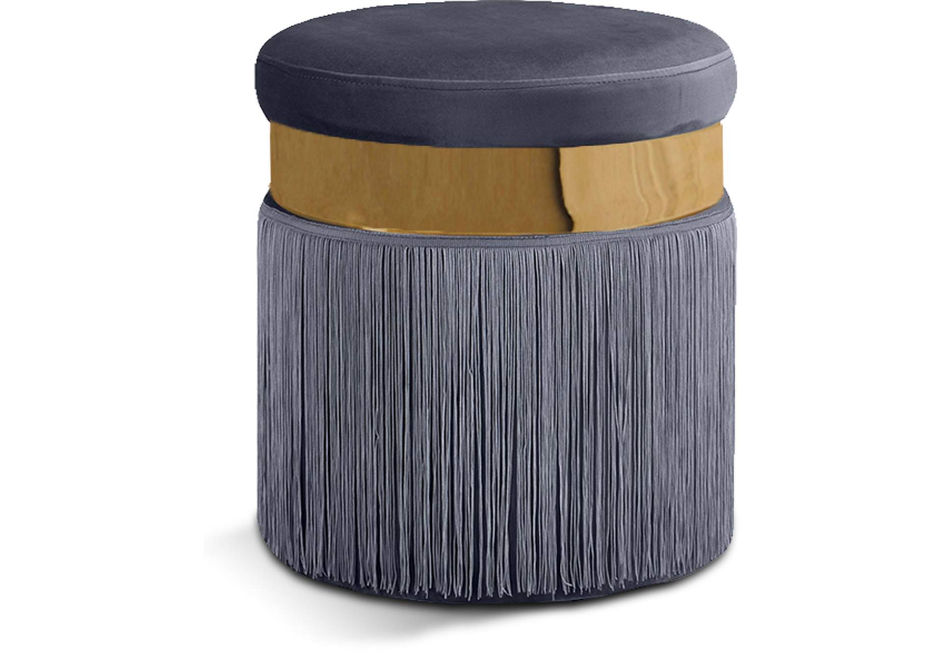 Yasmine Grey Velvet Ottoman - Stool,Meridian Furniture