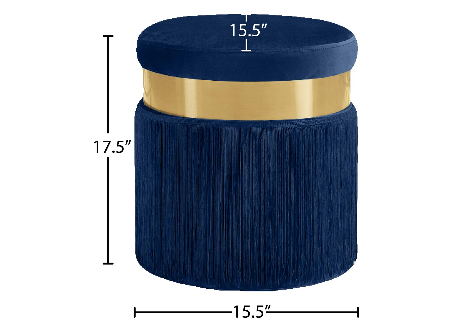 Yasmine Navy Velvet Ottoman - Stool,Meridian Furniture