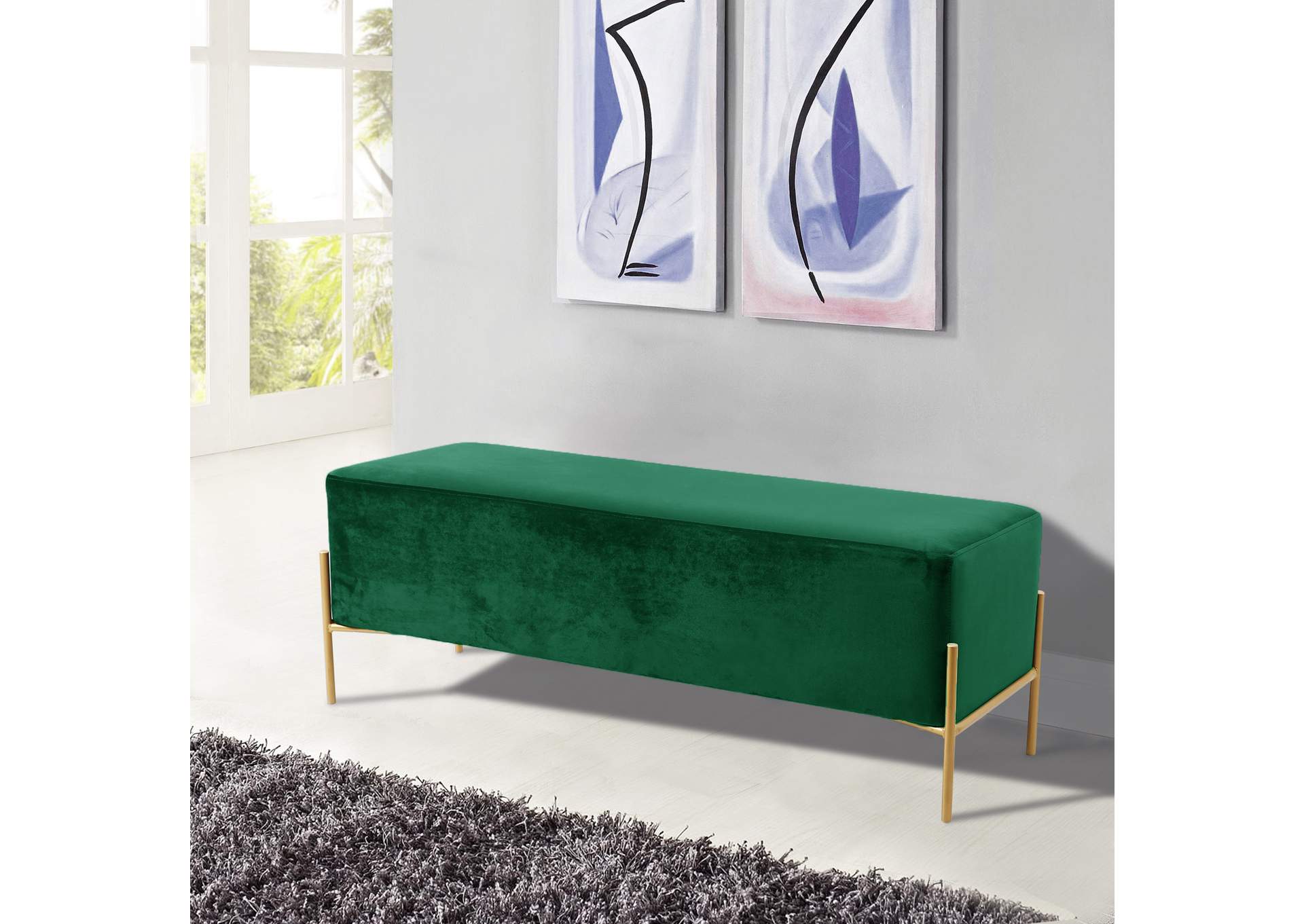 Isla Green Velvet Bench,Meridian Furniture