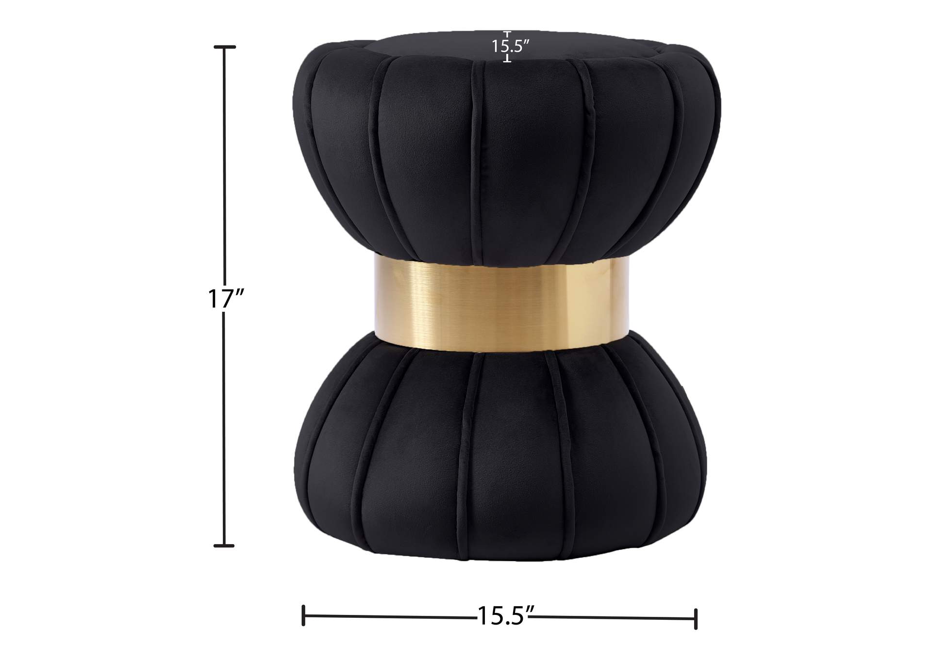 Vino Black Velvet Ottoman - Stool,Meridian Furniture