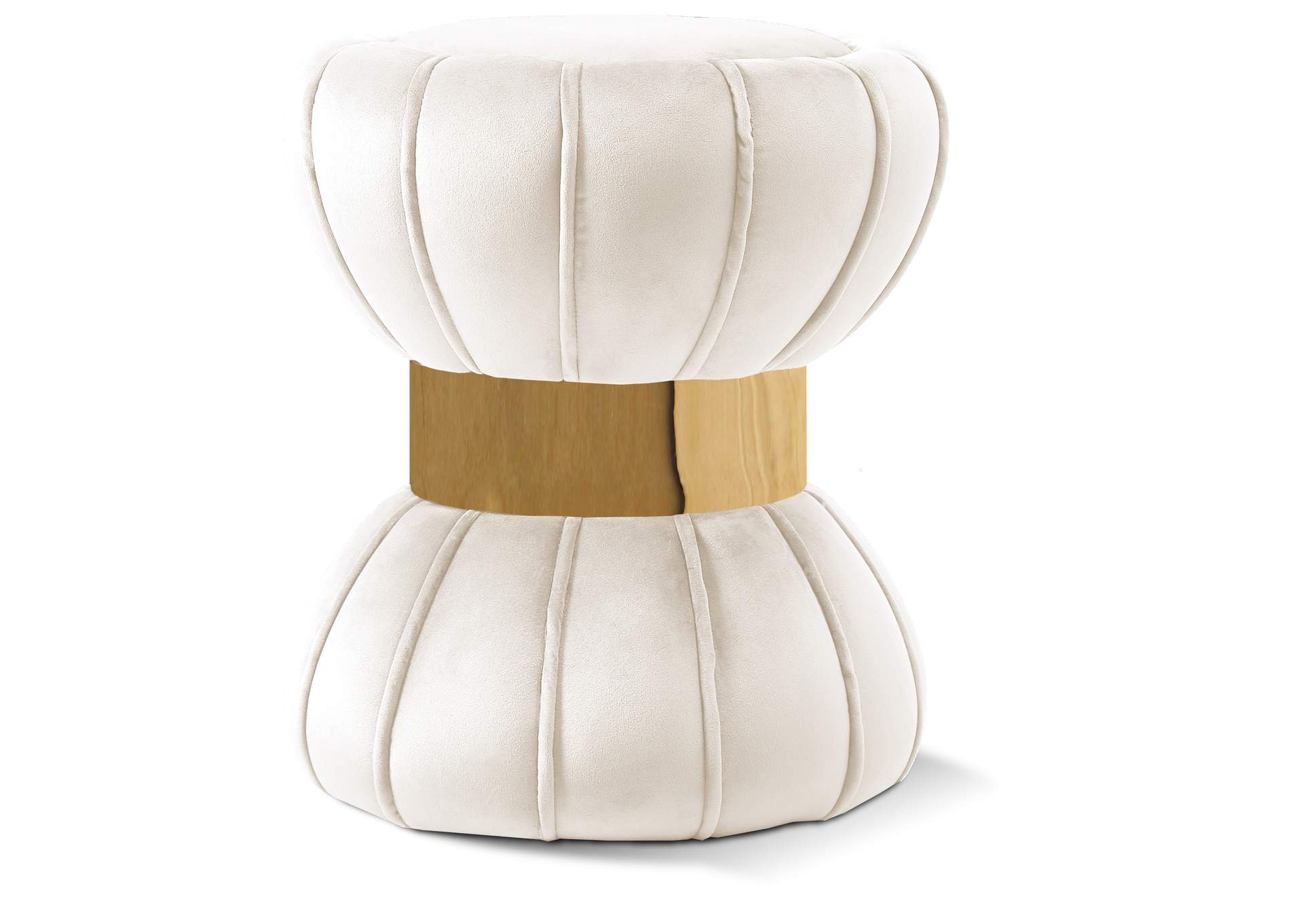 Vino Cream Velvet Ottoman - Stool,Meridian Furniture