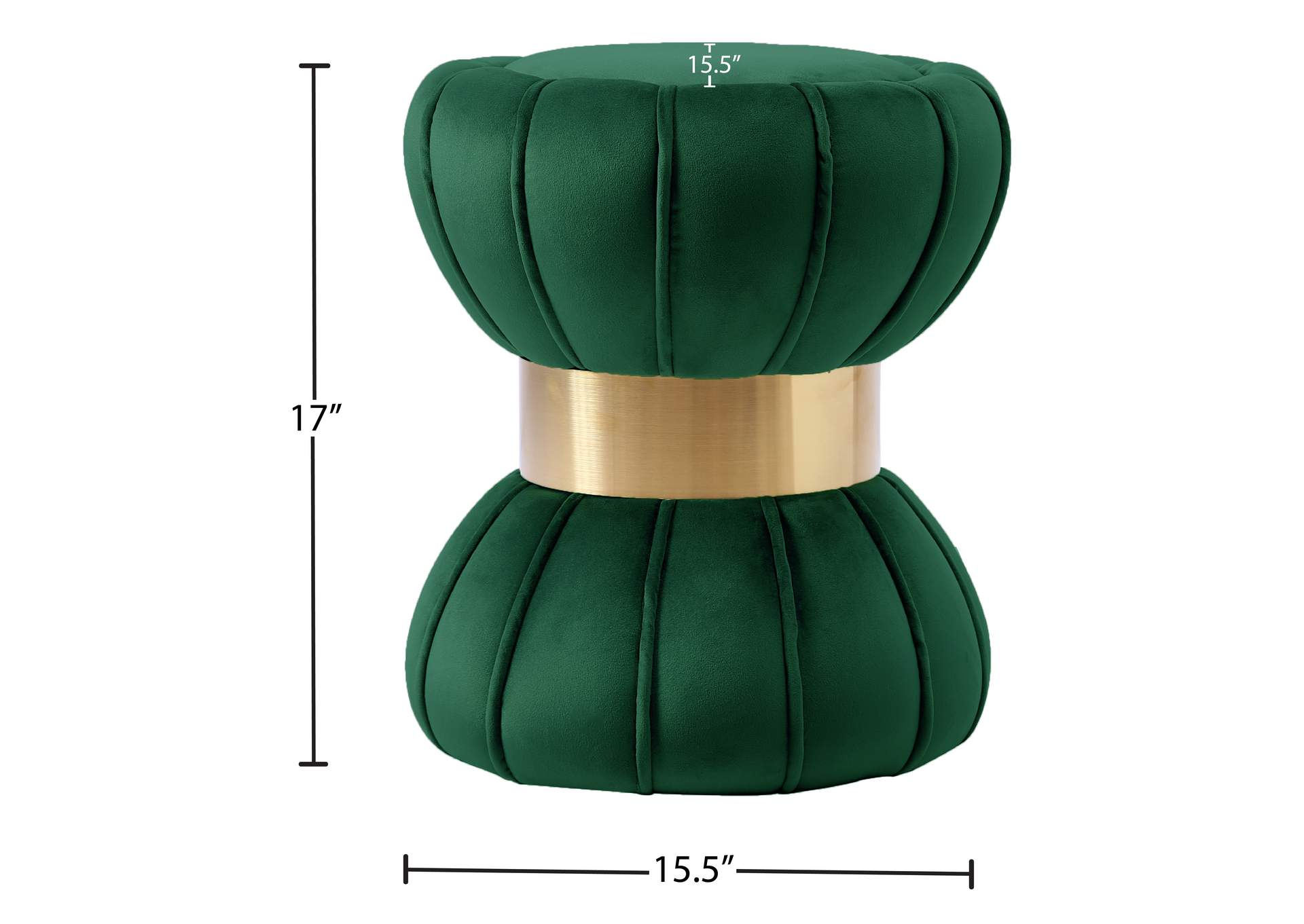 Vino Green Velvet Ottoman - Stool,Meridian Furniture