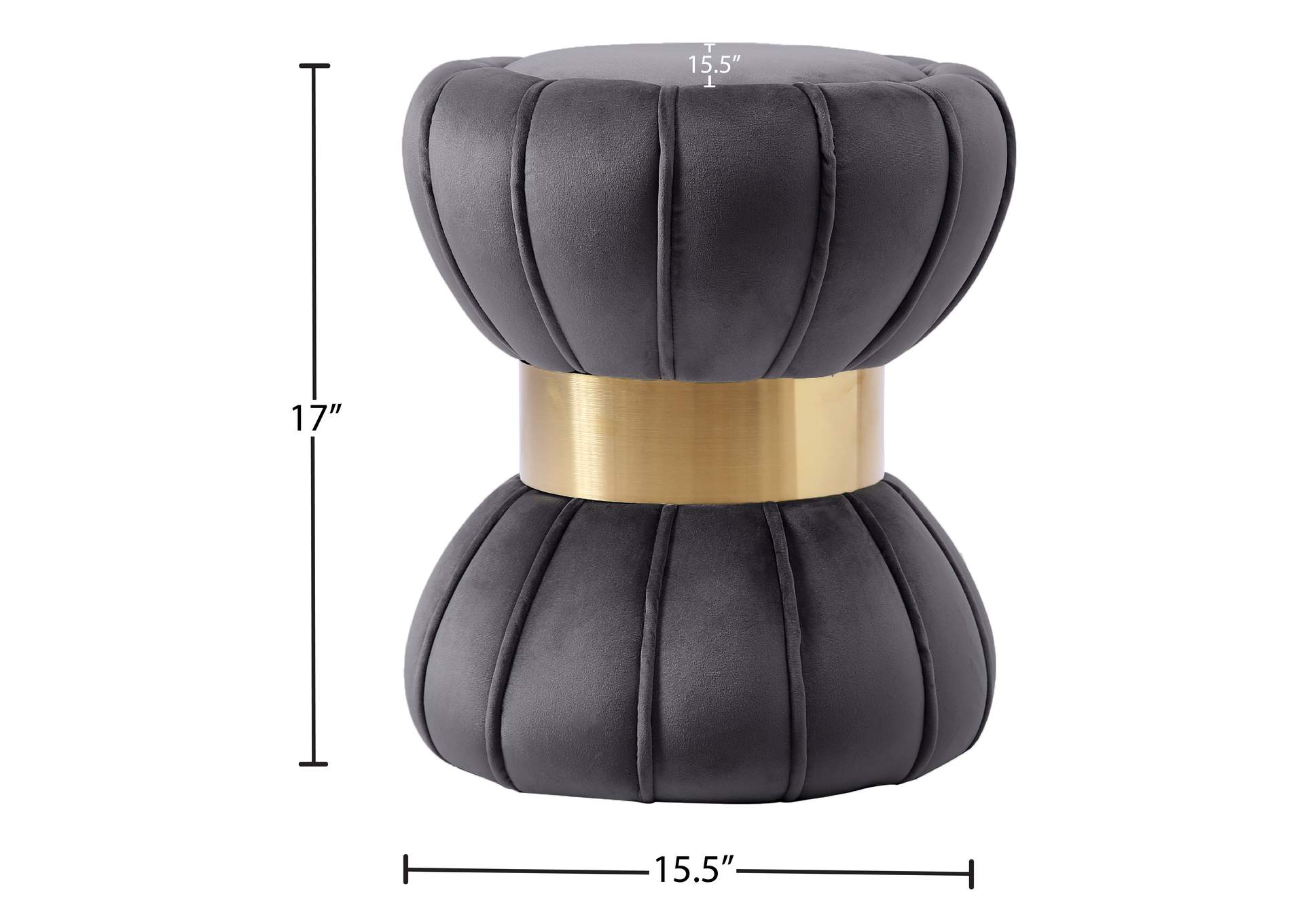 Vino Grey Velvet Ottoman - Stool,Meridian Furniture