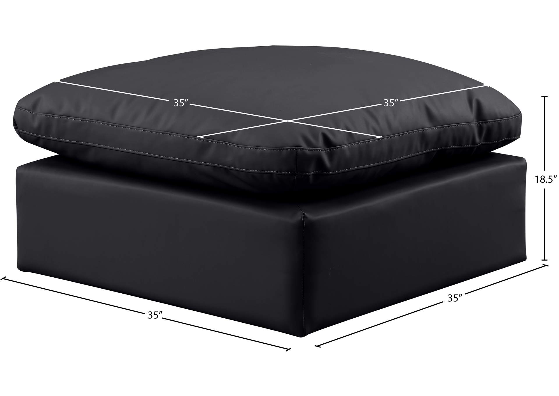 Indulge Black Faux Leather Ottoman,Meridian Furniture