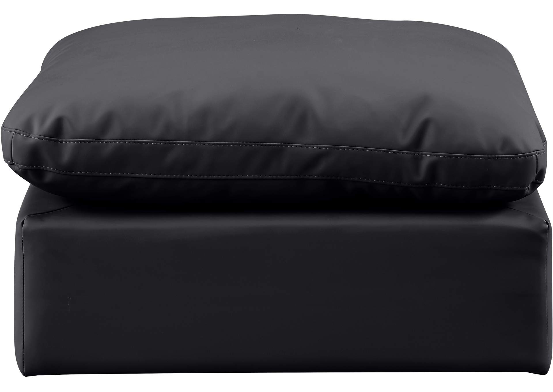 Indulge Black Faux Leather Ottoman,Meridian Furniture