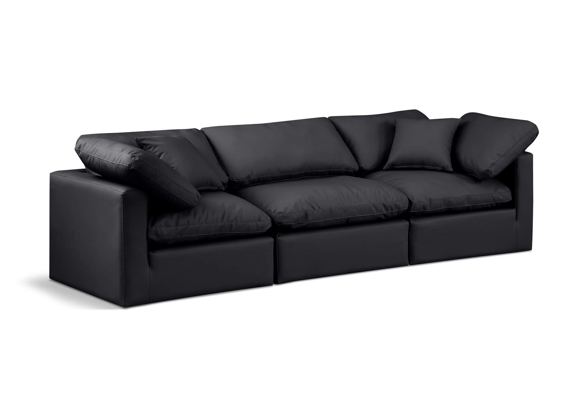 Indulge Black Faux Leather Modular Sofa,Meridian Furniture