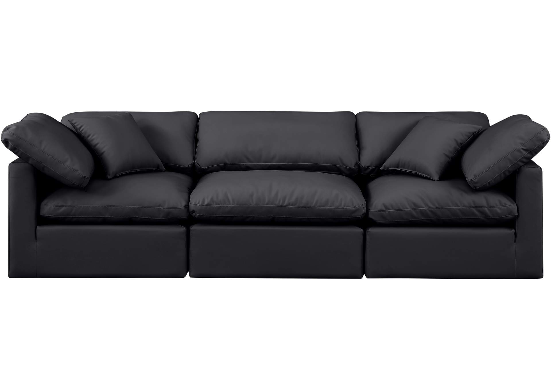 Indulge Black Faux Leather Modular Sofa,Meridian Furniture