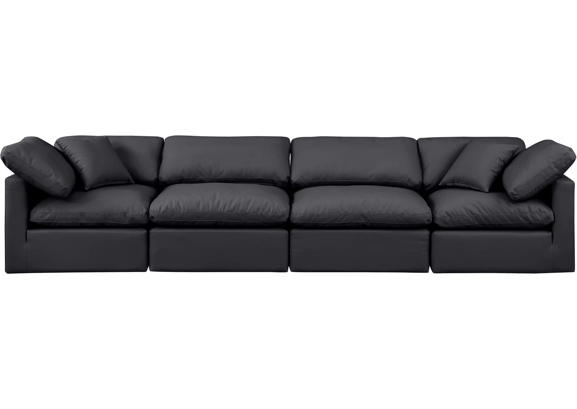 Indulge Black Faux Leather Modular Sofa,Meridian Furniture