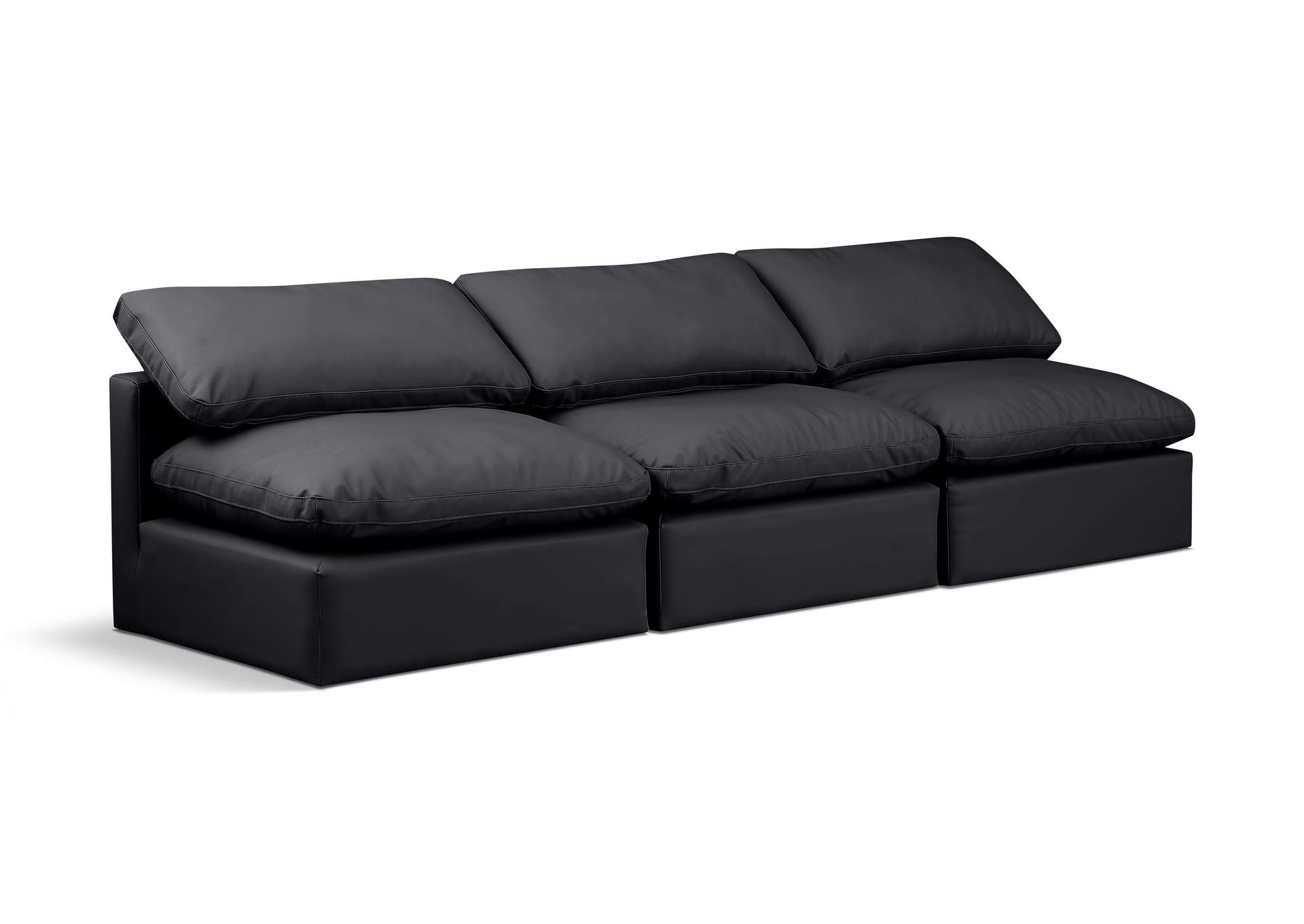 Indulge Black Faux Leather Modular Sofa,Meridian Furniture