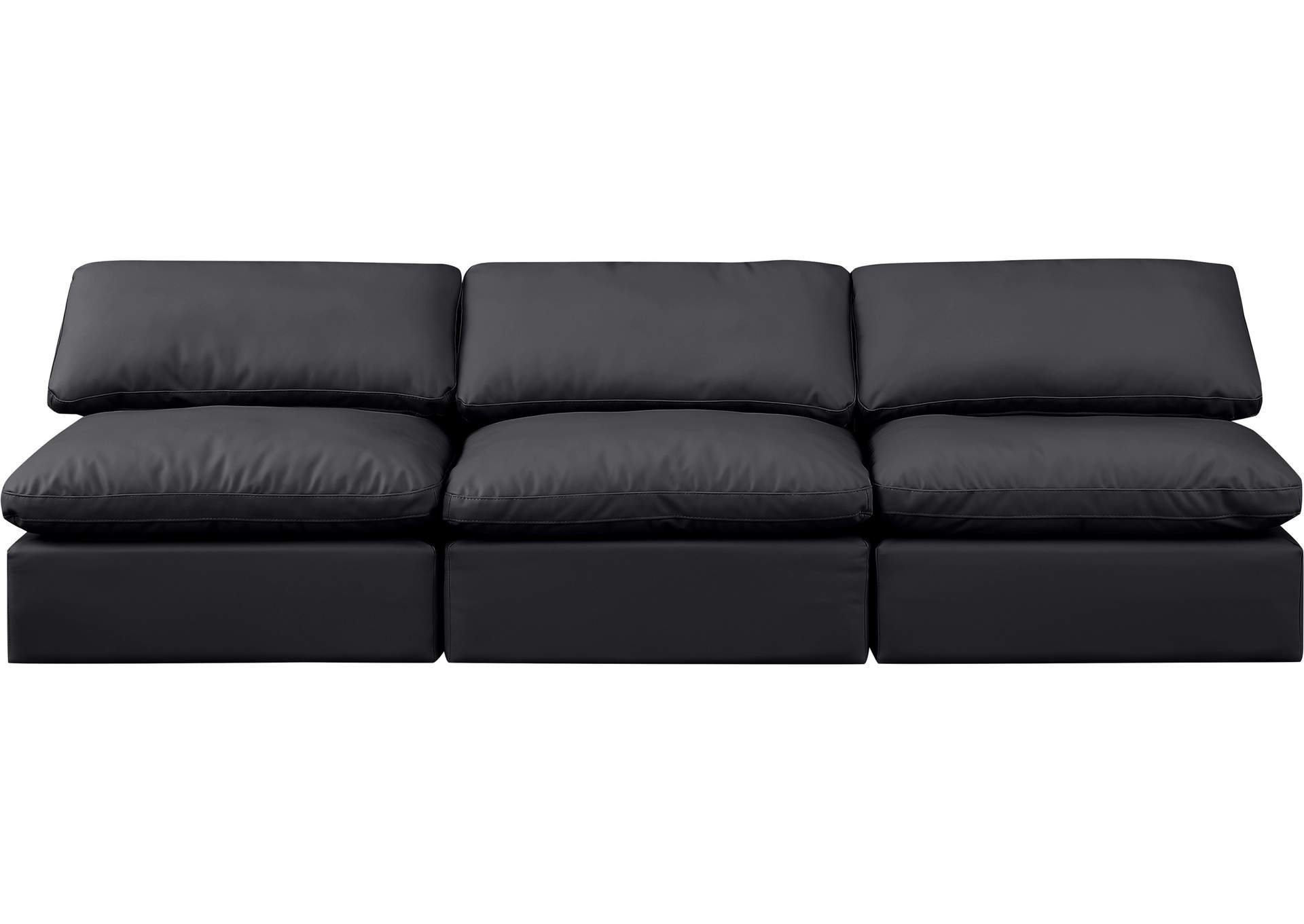 Indulge Black Faux Leather Modular Sofa,Meridian Furniture