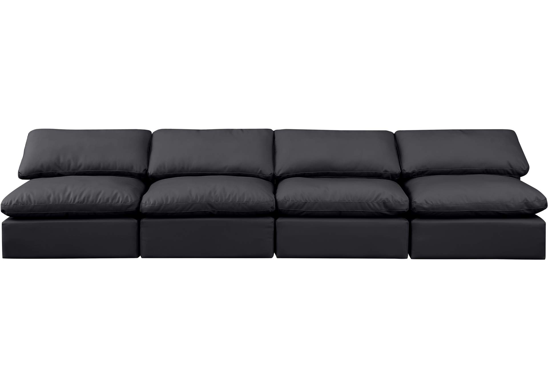Indulge Black Faux Leather Modular Sofa,Meridian Furniture