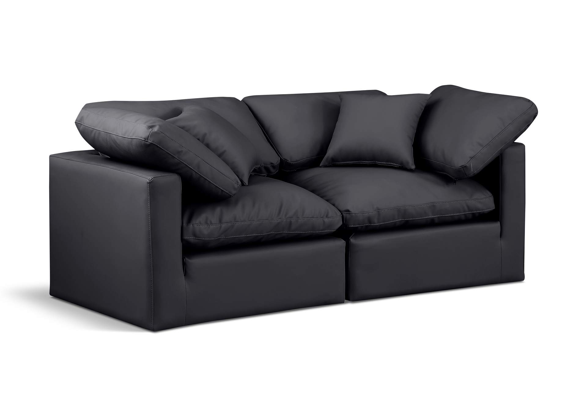 Indulge Black Faux Leather Modular Sofa,Meridian Furniture