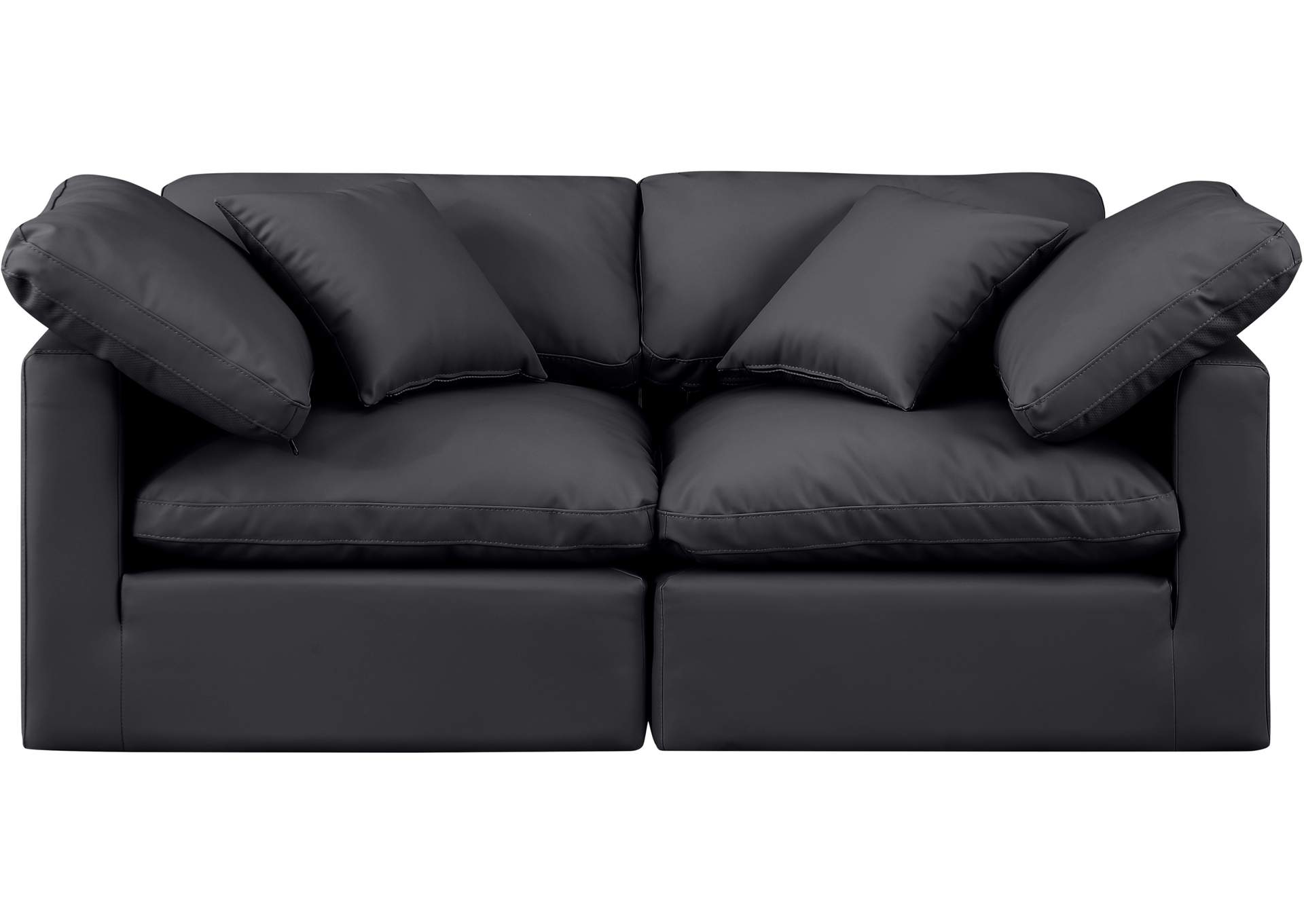 Indulge Black Faux Leather Modular Sofa,Meridian Furniture