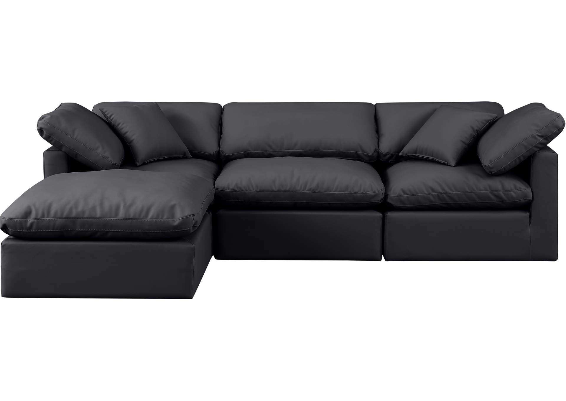 Indulge Black Faux Leather Modular Sectional,Meridian Furniture