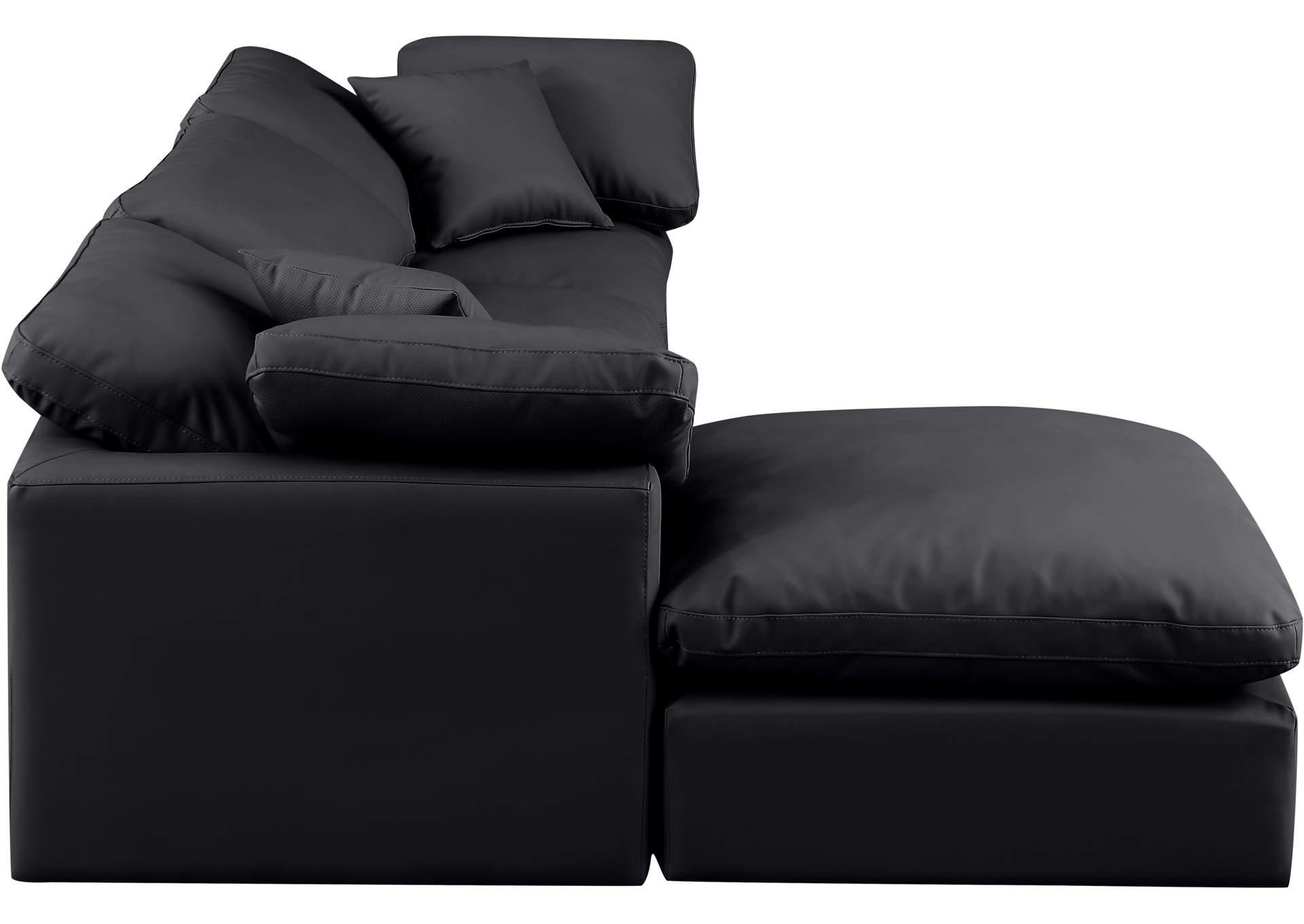 Indulge Black Faux Leather Modular Sectional,Meridian Furniture