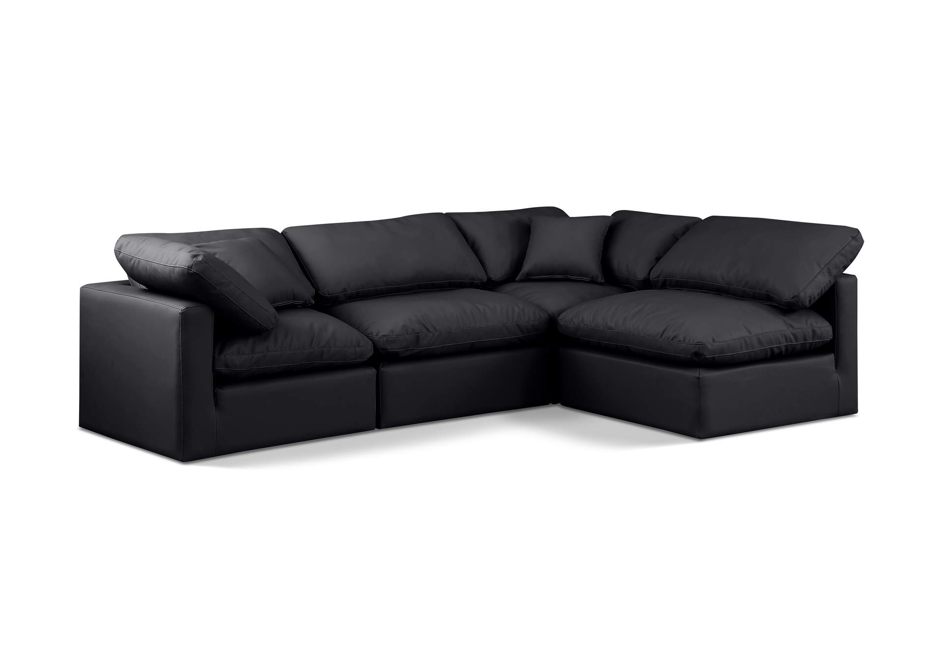 Indulge Black Faux Leather Modular Sectional,Meridian Furniture