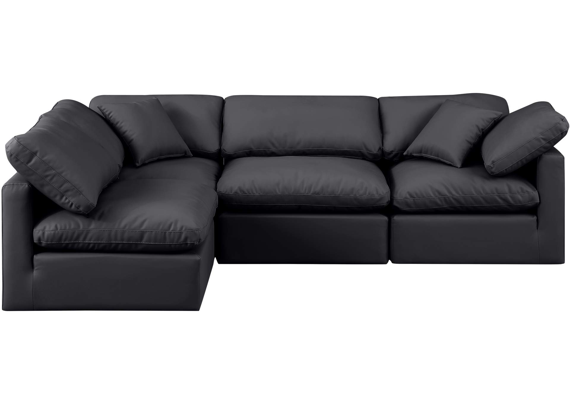 Indulge Black Faux Leather Modular Sectional,Meridian Furniture