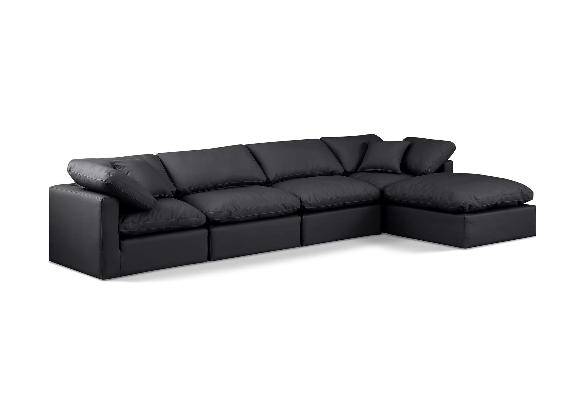 Indulge Black Faux Leather Modular Sectional,Meridian Furniture