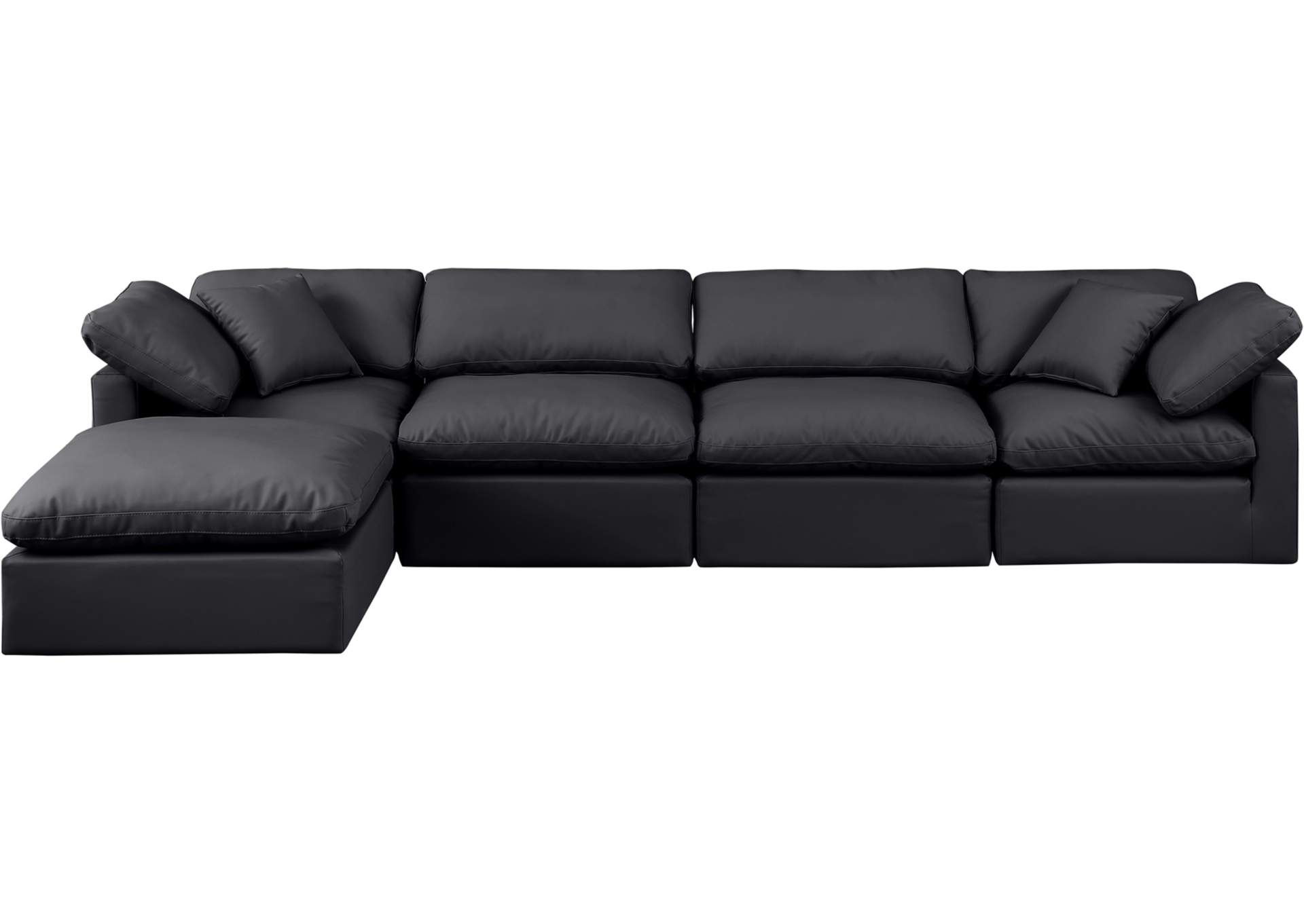 Indulge Black Faux Leather Modular Sectional,Meridian Furniture