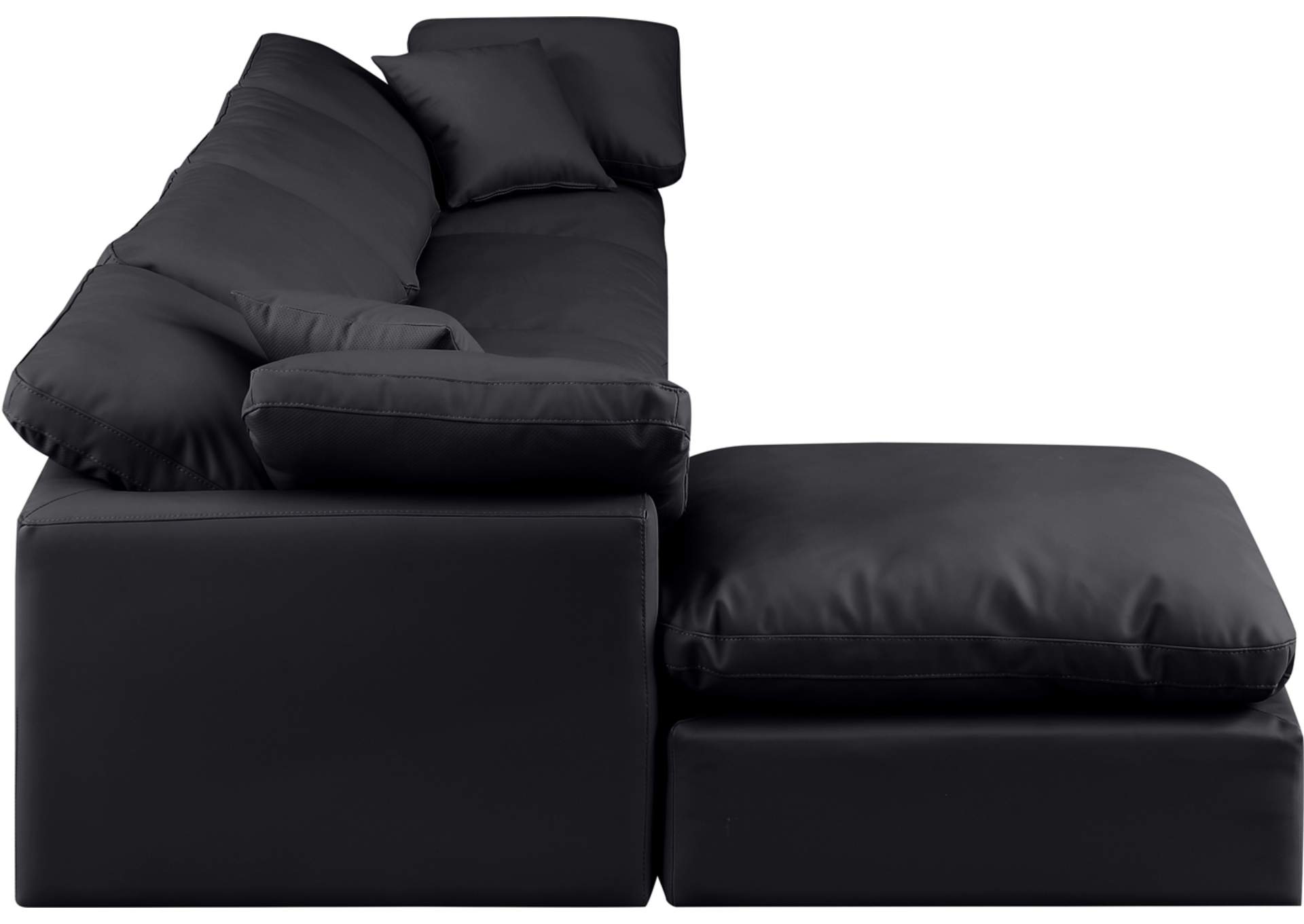 Indulge Black Faux Leather Modular Sectional,Meridian Furniture