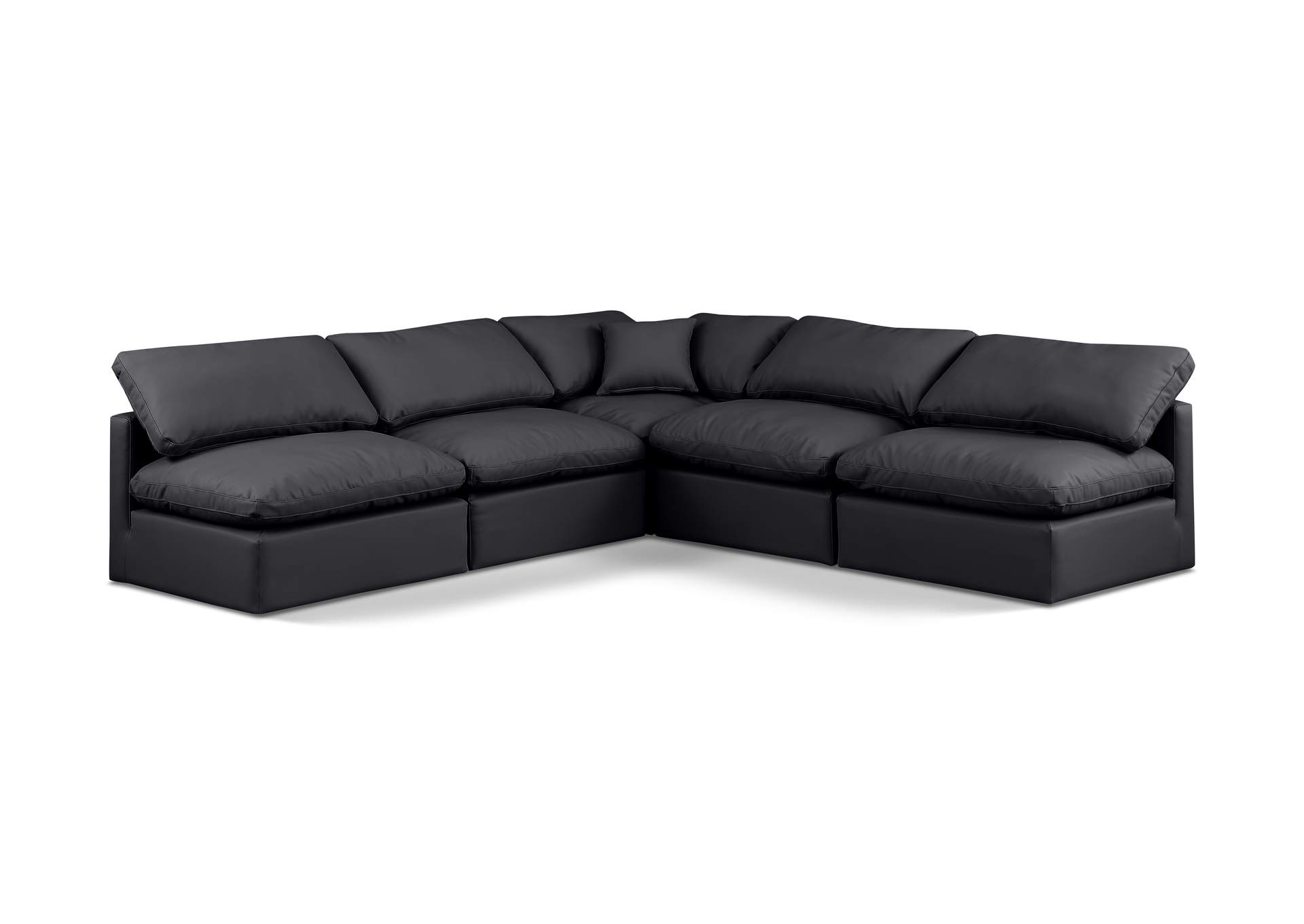 Indulge Black Faux Leather Modular Sectional,Meridian Furniture