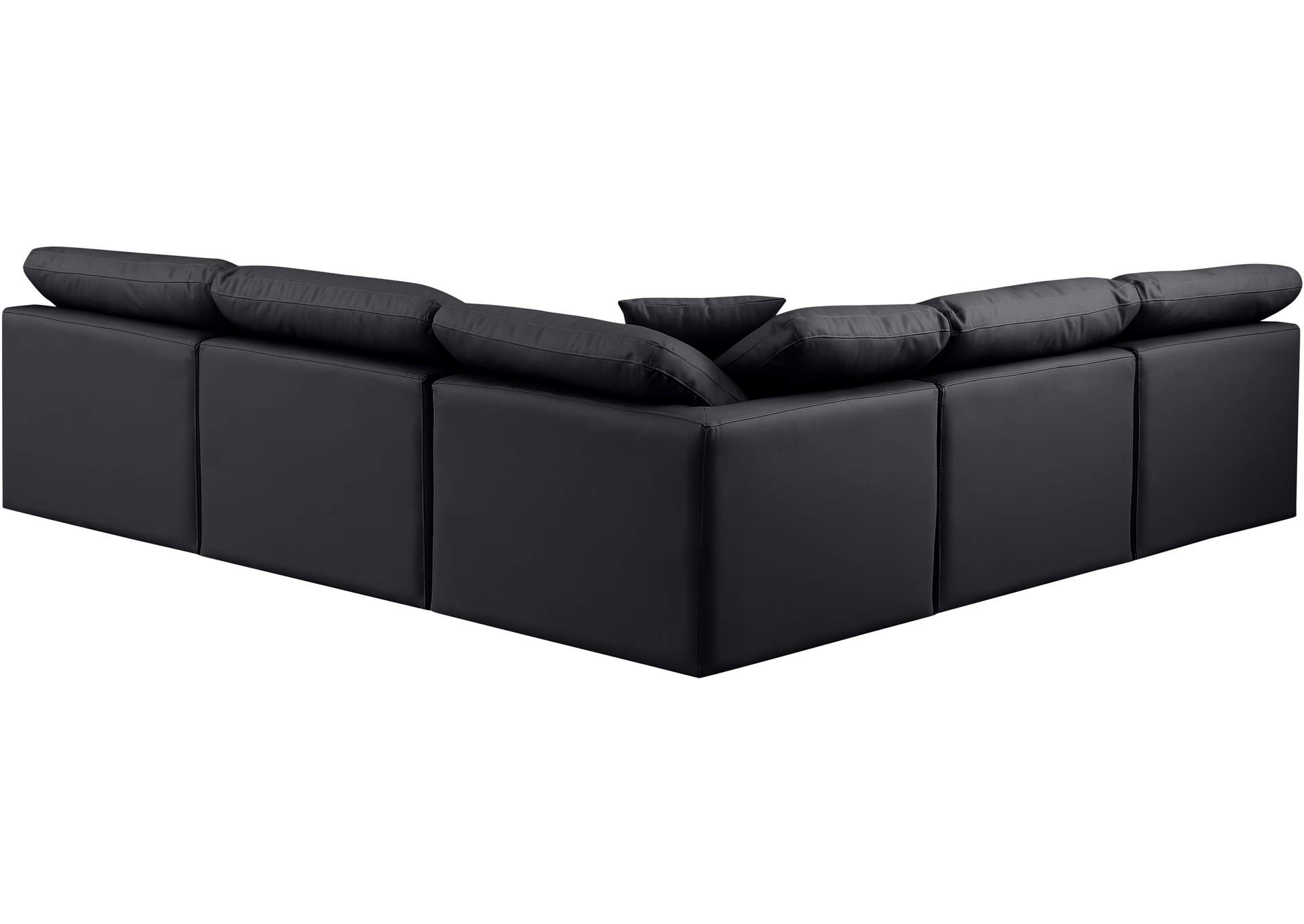 Indulge Black Faux Leather Modular Sectional,Meridian Furniture