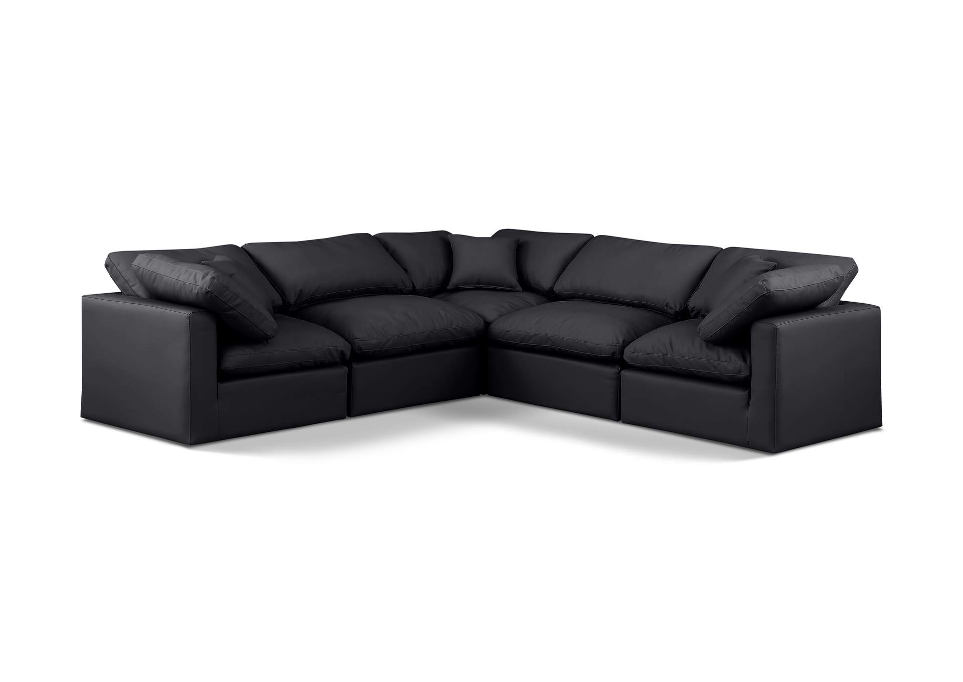 Indulge Black Faux Leather Modular Sectional,Meridian Furniture