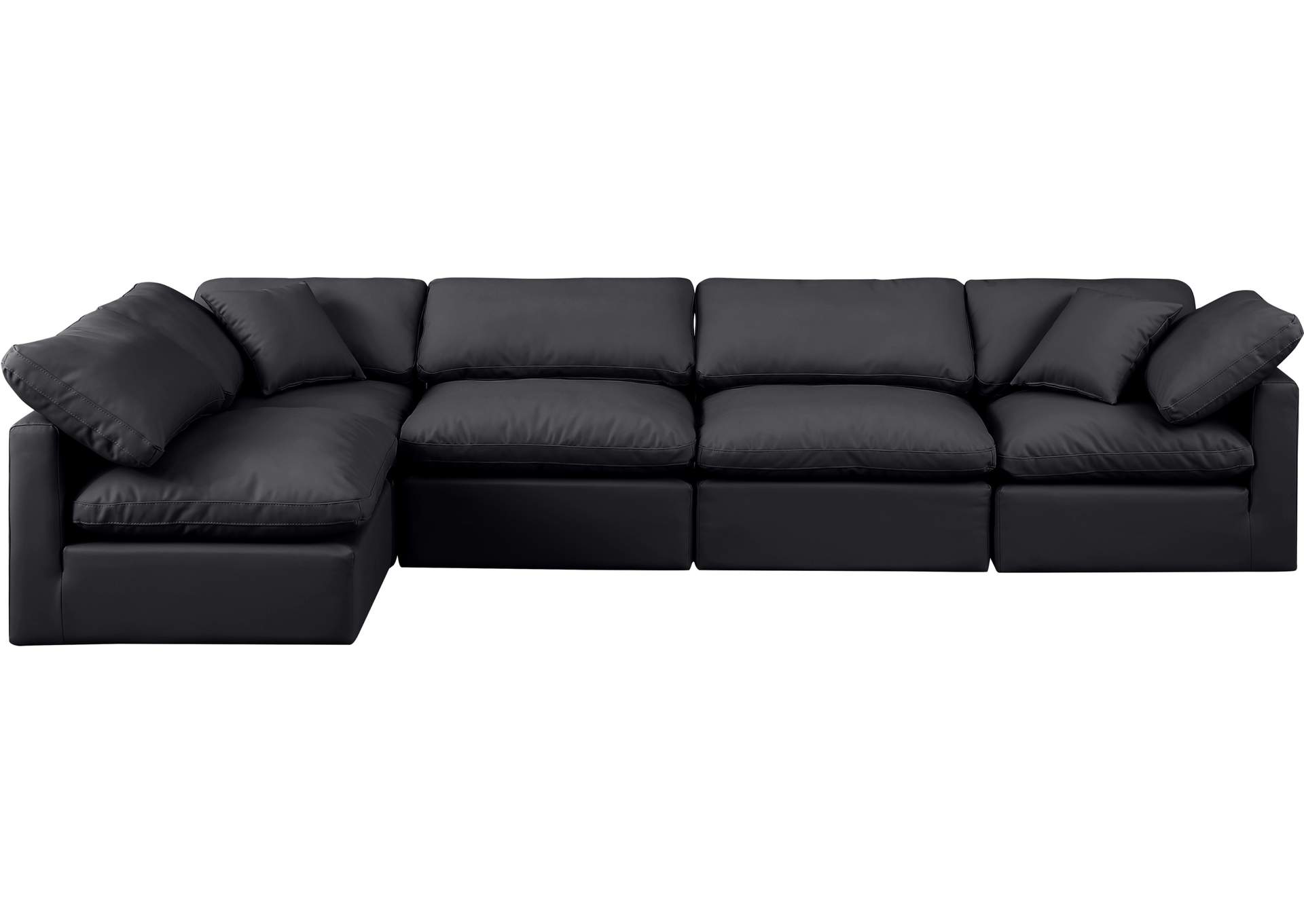 Indulge Black Faux Leather Modular Sectional,Meridian Furniture