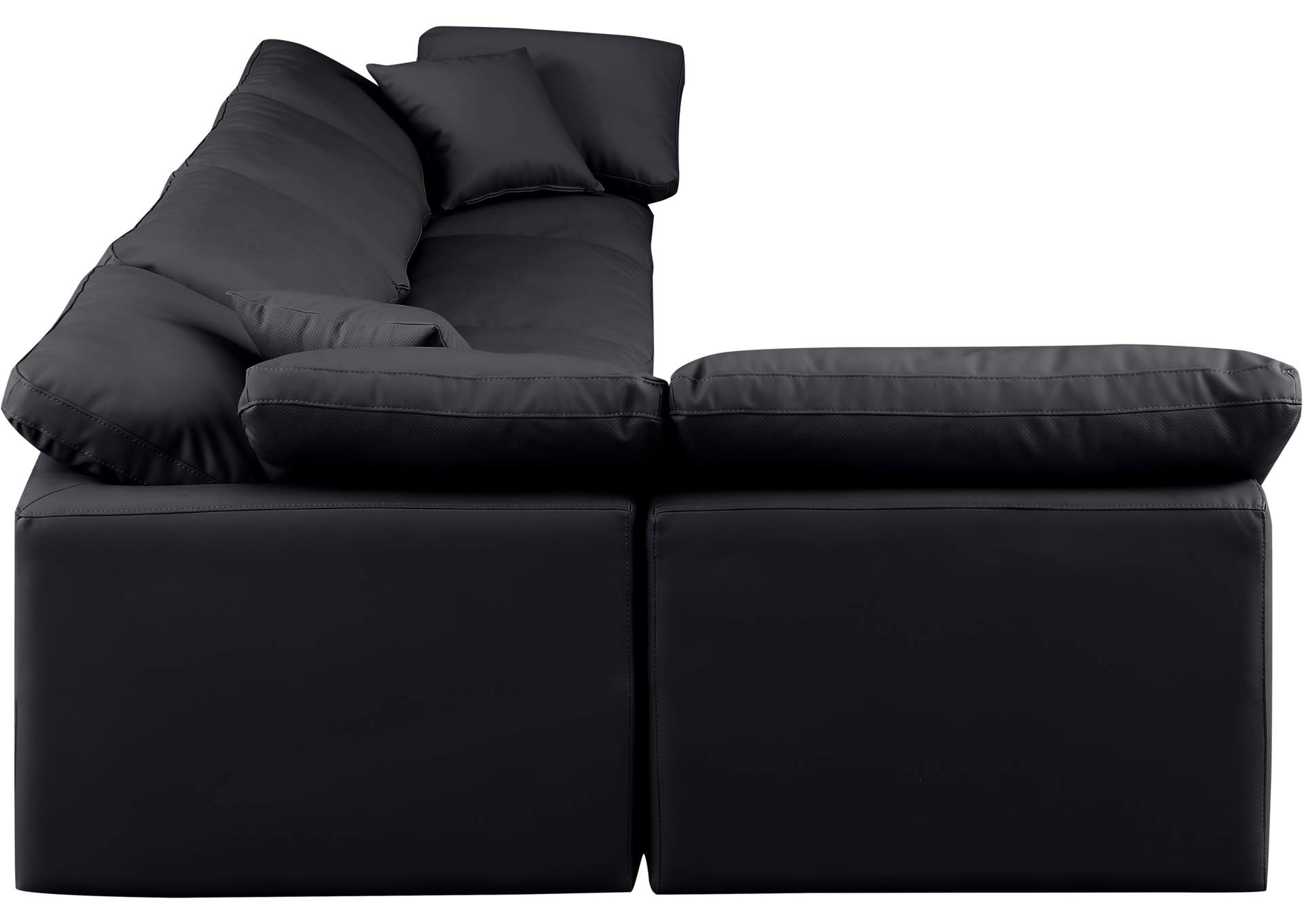 Indulge Black Faux Leather Modular Sectional,Meridian Furniture