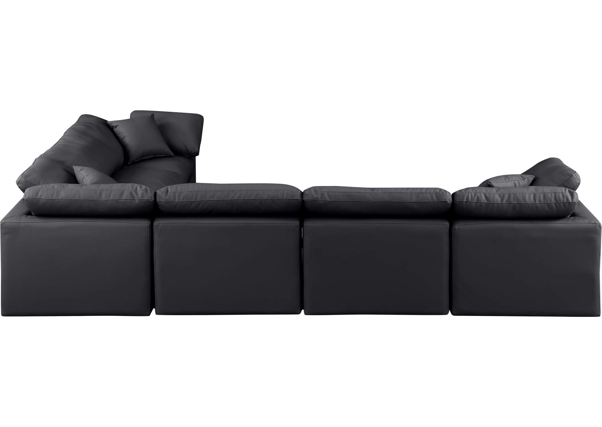 Indulge Black Faux Leather Modular Sectional,Meridian Furniture