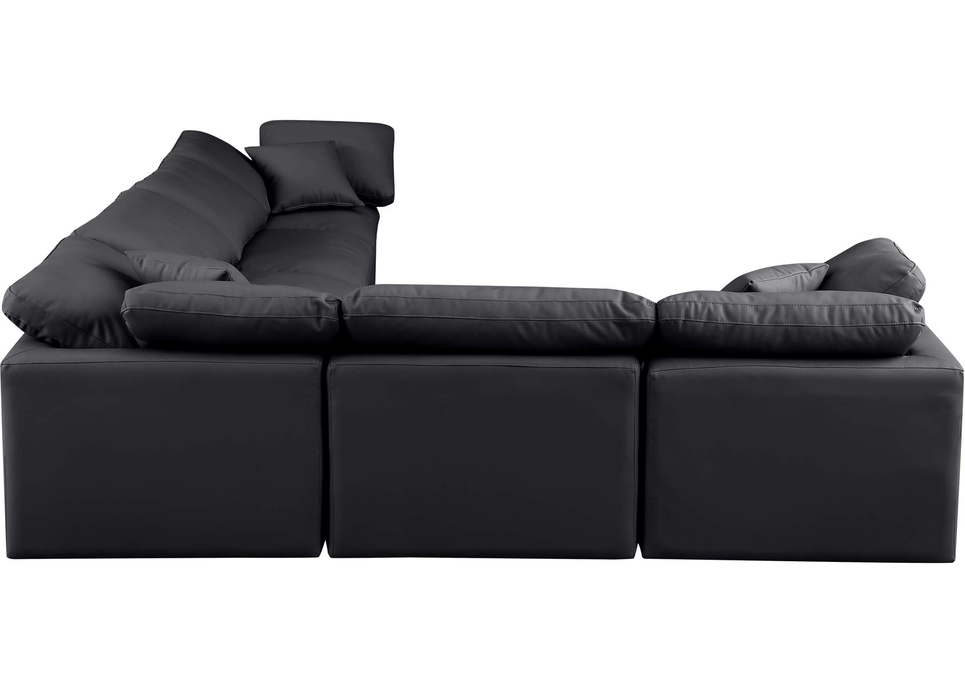 Indulge Black Faux Leather Modular Sectional,Meridian Furniture