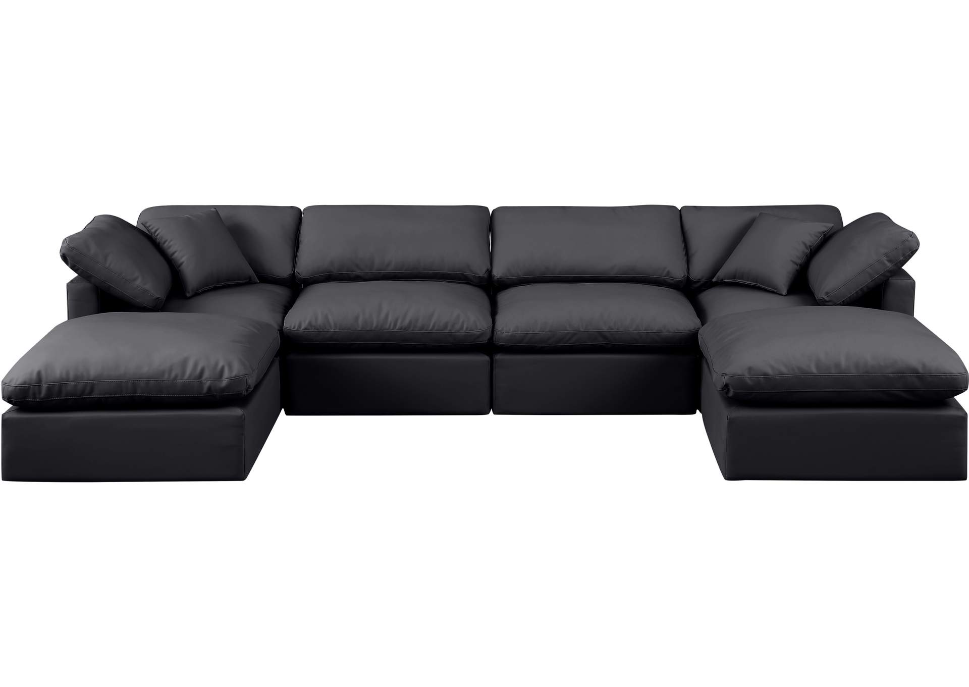 Indulge Black Faux Leather Modular Sectional,Meridian Furniture
