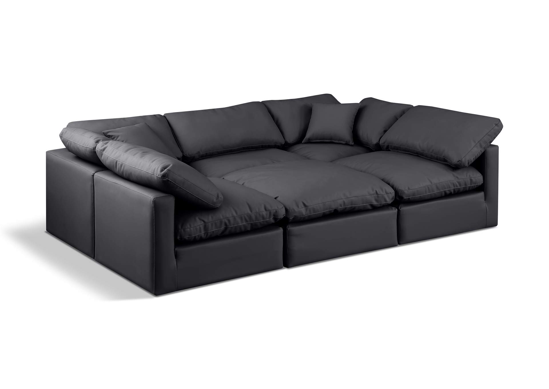 Indulge Black Faux Leather Modular Sectional,Meridian Furniture