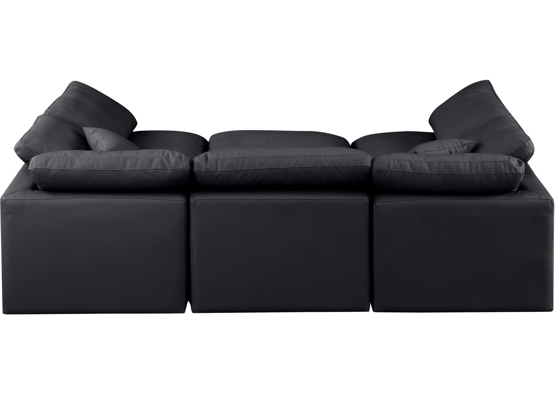 Indulge Black Faux Leather Modular Sectional,Meridian Furniture