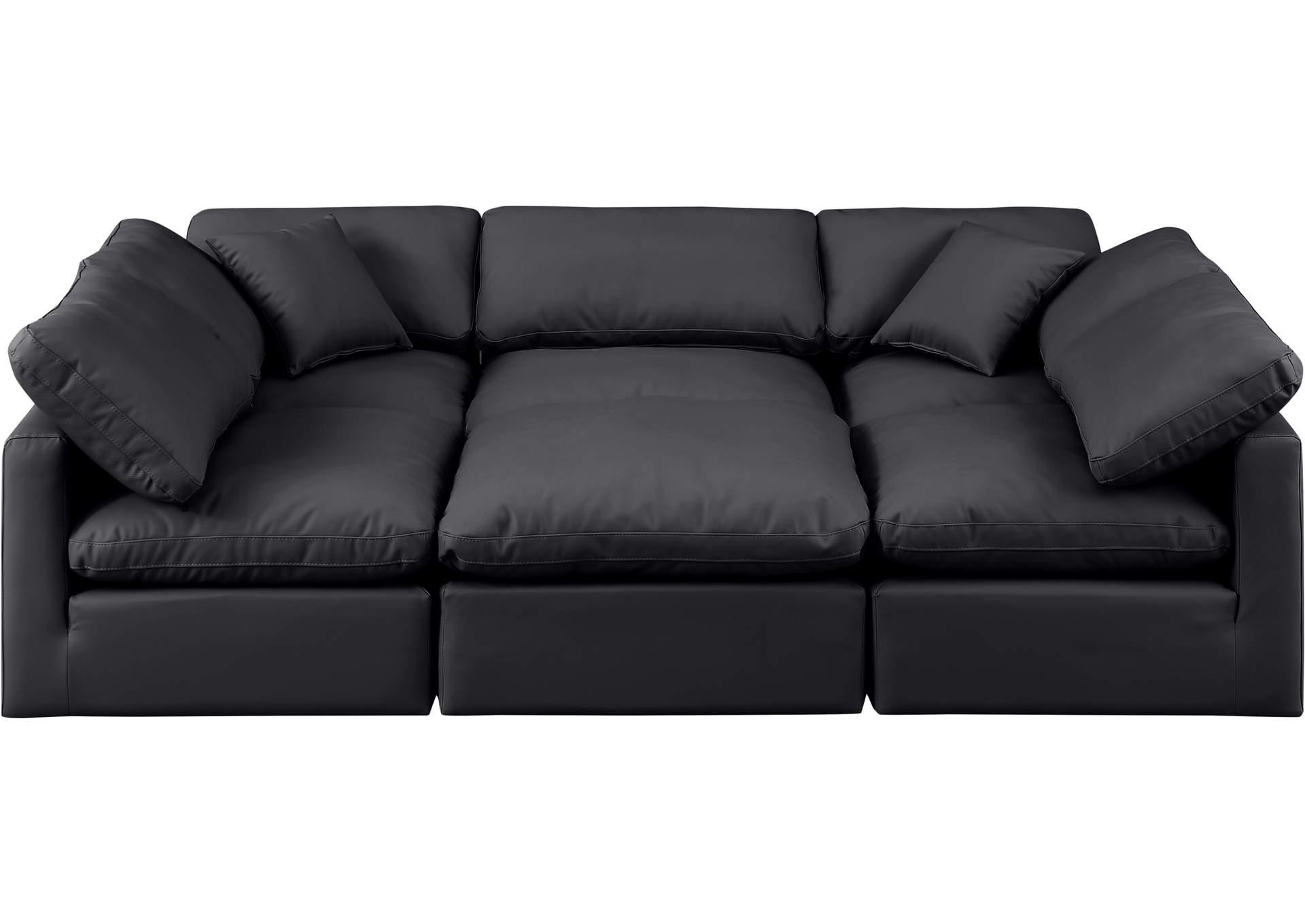 Indulge Black Faux Leather Modular Sectional,Meridian Furniture
