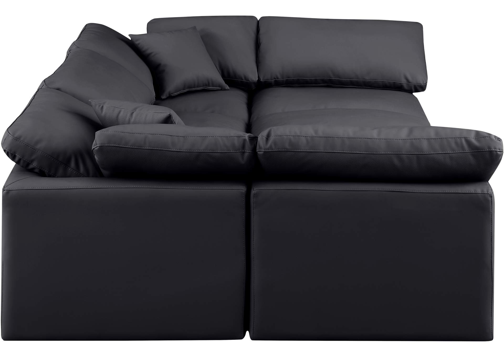 Indulge Black Faux Leather Modular Sectional,Meridian Furniture