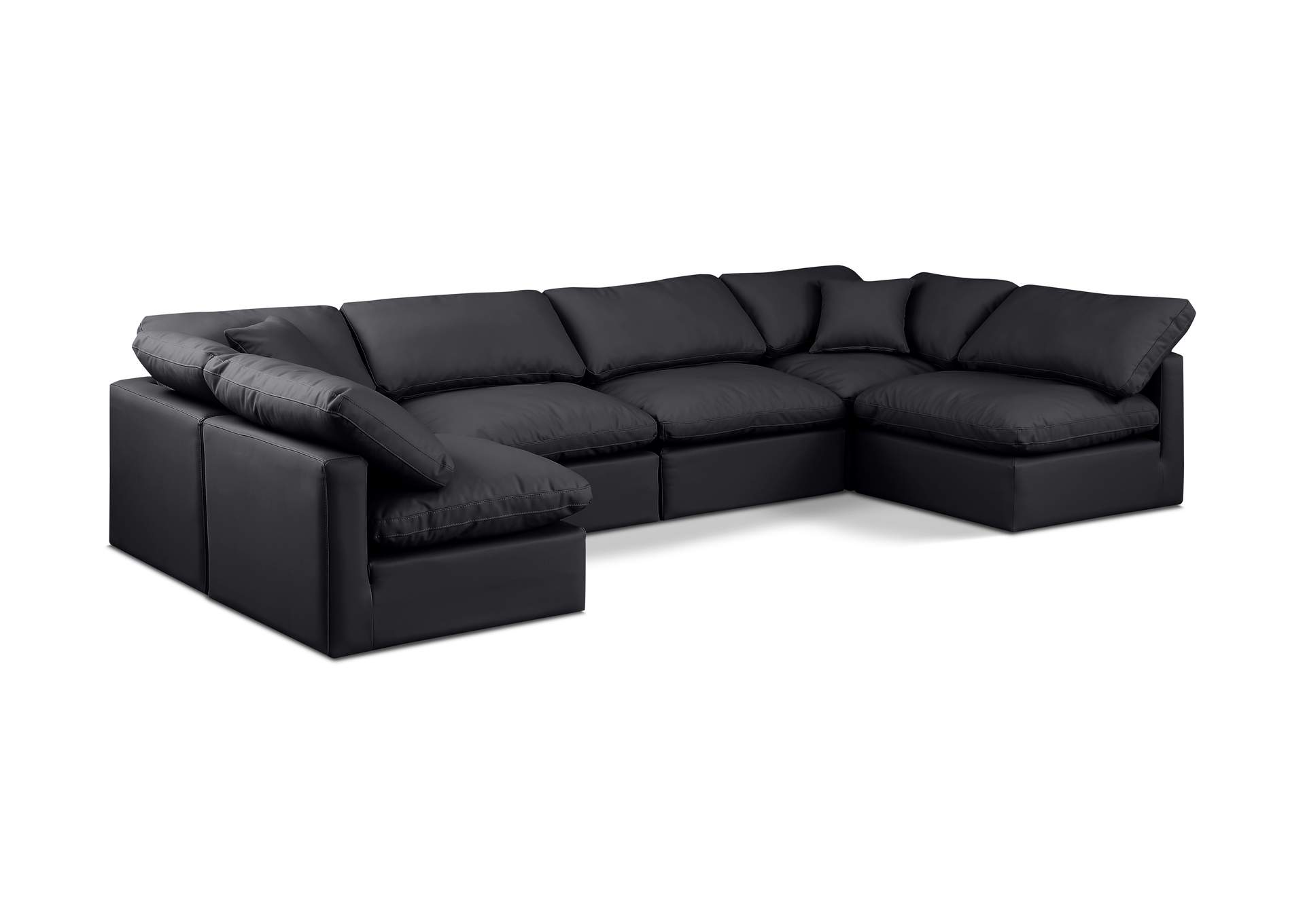Indulge Black Faux Leather Modular Sectional,Meridian Furniture