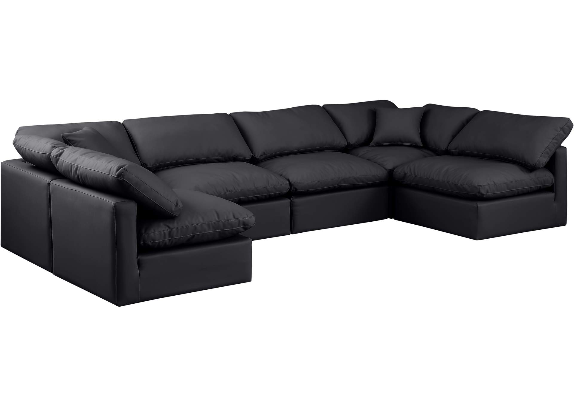 Indulge Black Faux Leather Modular Sectional,Meridian Furniture