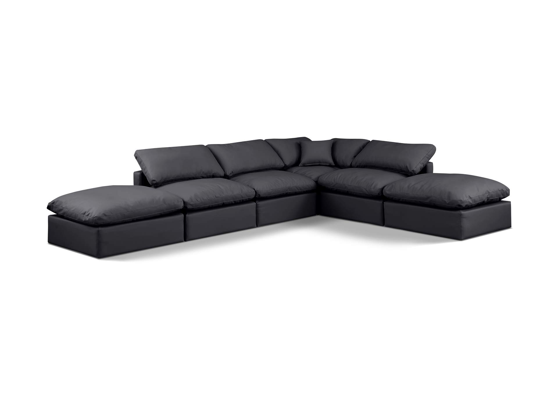 Indulge Black Faux Leather Modular Sectional,Meridian Furniture
