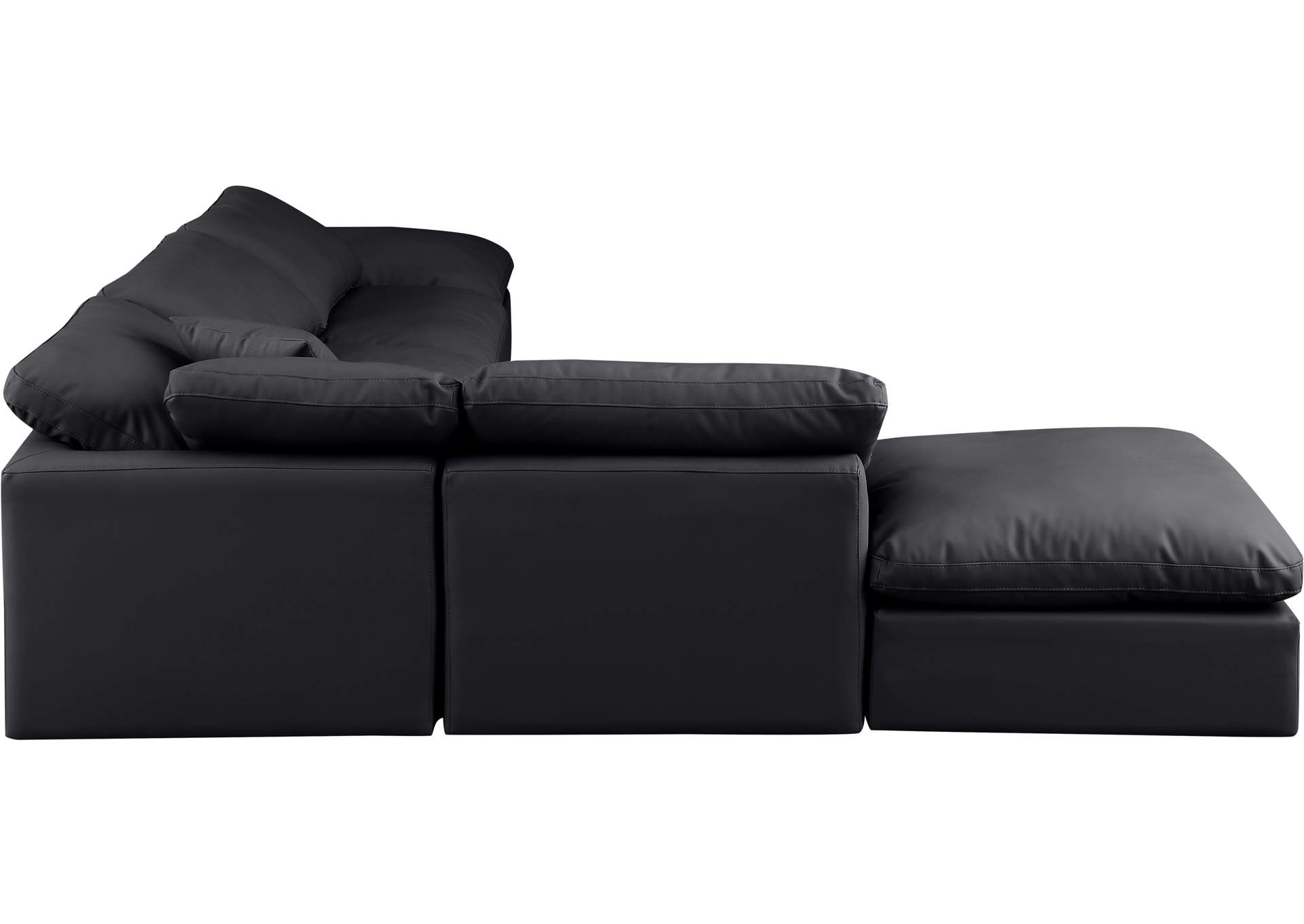 Indulge Black Faux Leather Modular Sectional,Meridian Furniture
