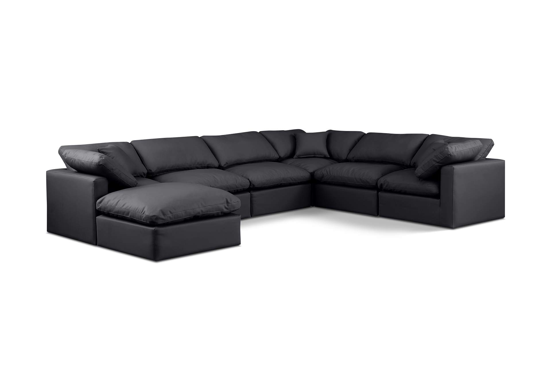 Indulge Black Faux Leather Modular Sectional,Meridian Furniture