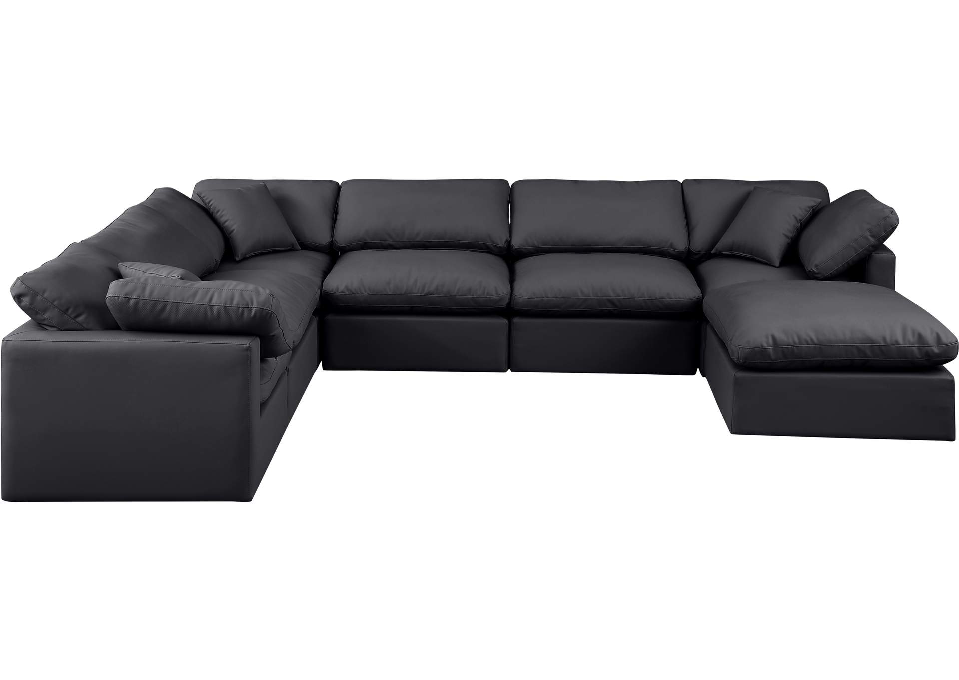 Indulge Black Faux Leather Modular Sectional,Meridian Furniture