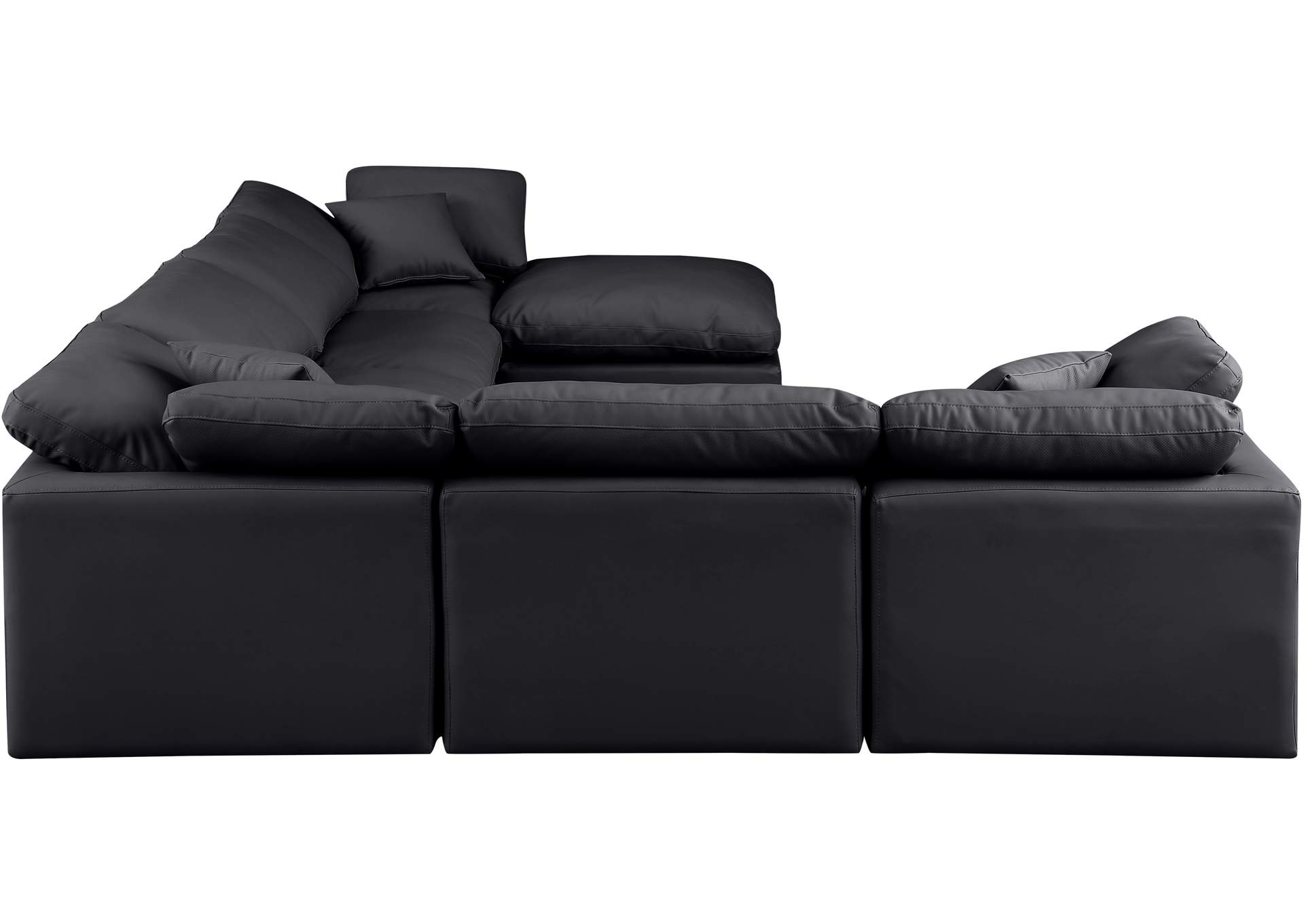 Indulge Black Faux Leather Modular Sectional,Meridian Furniture