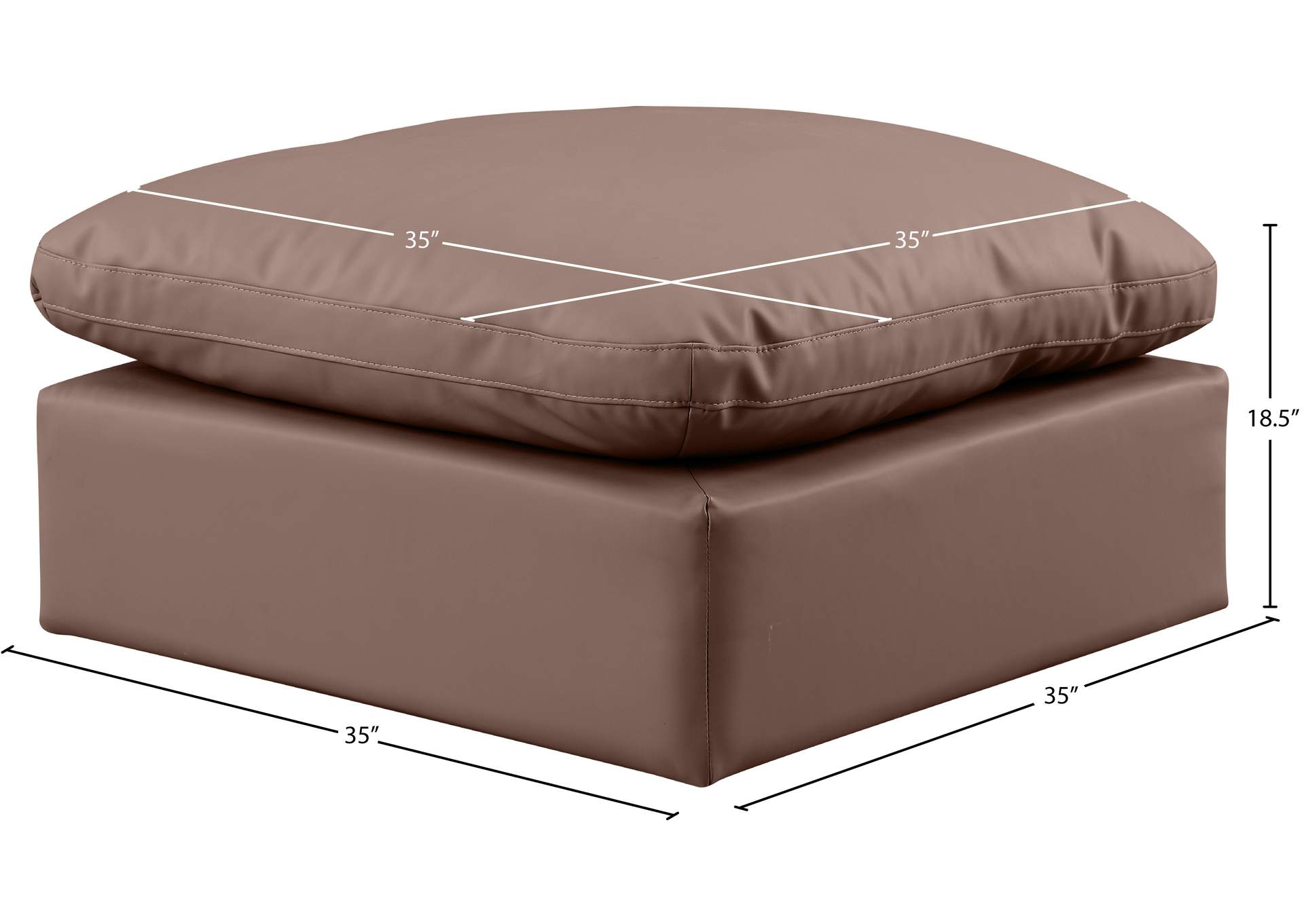 Indulge Brown Faux Leather Ottoman,Meridian Furniture
