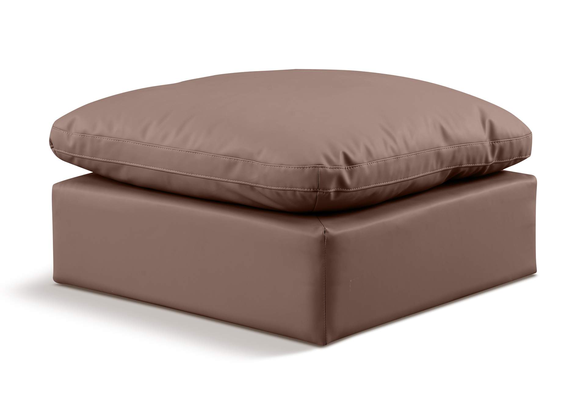 Indulge Brown Faux Leather Ottoman,Meridian Furniture