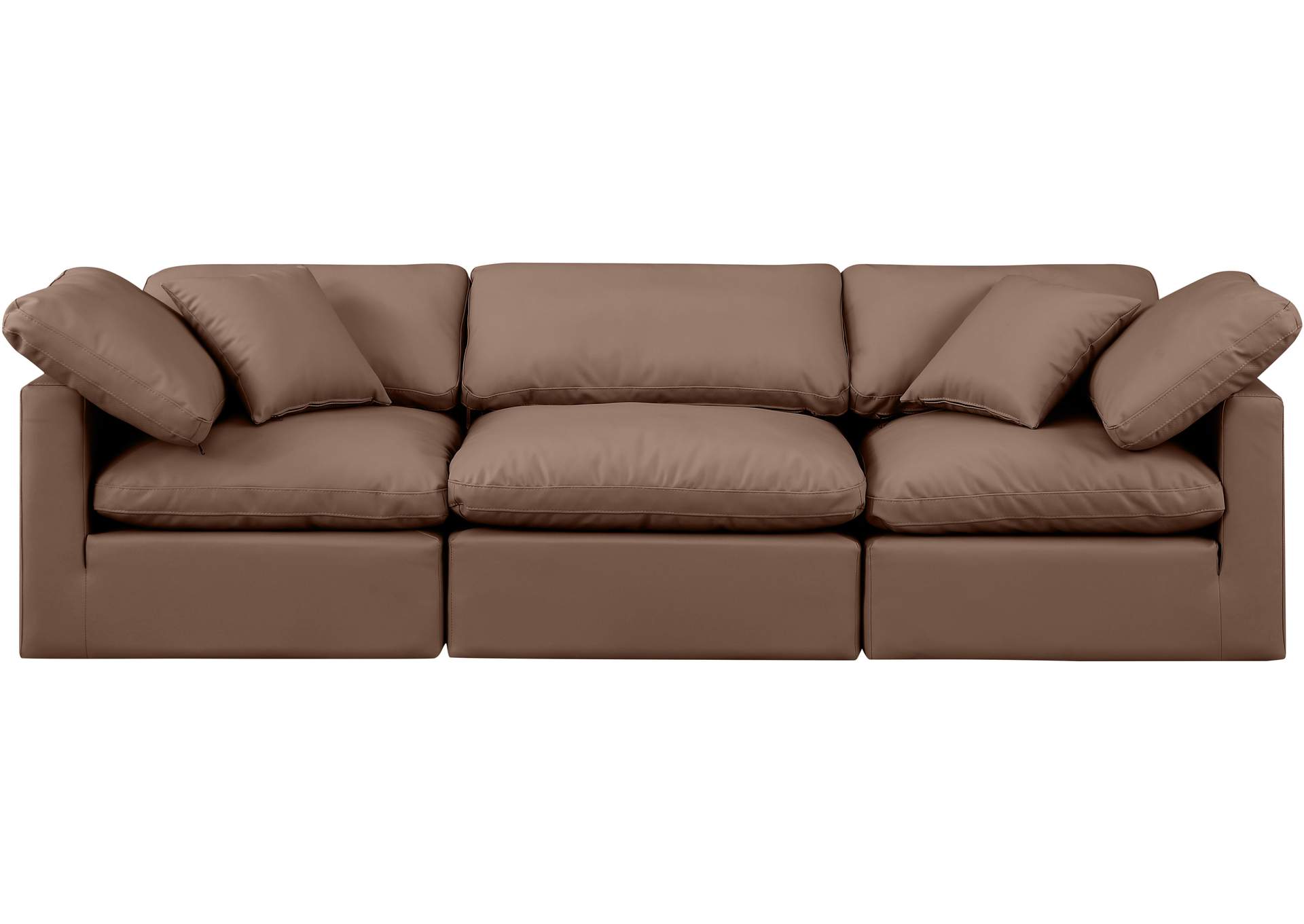 Indulge Brown Faux Leather Modular Sofa,Meridian Furniture