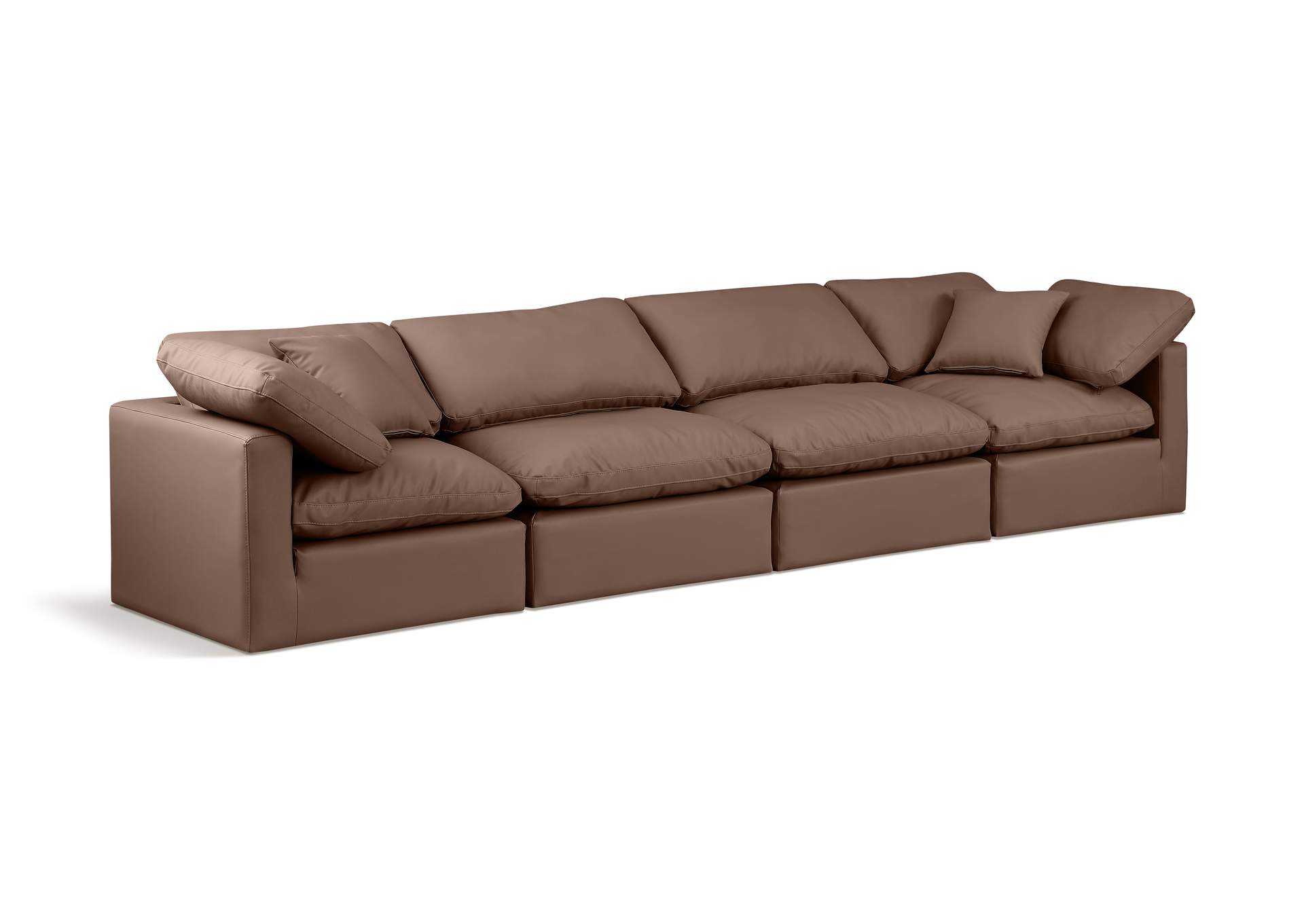 Indulge Brown Faux Leather Modular Sofa,Meridian Furniture