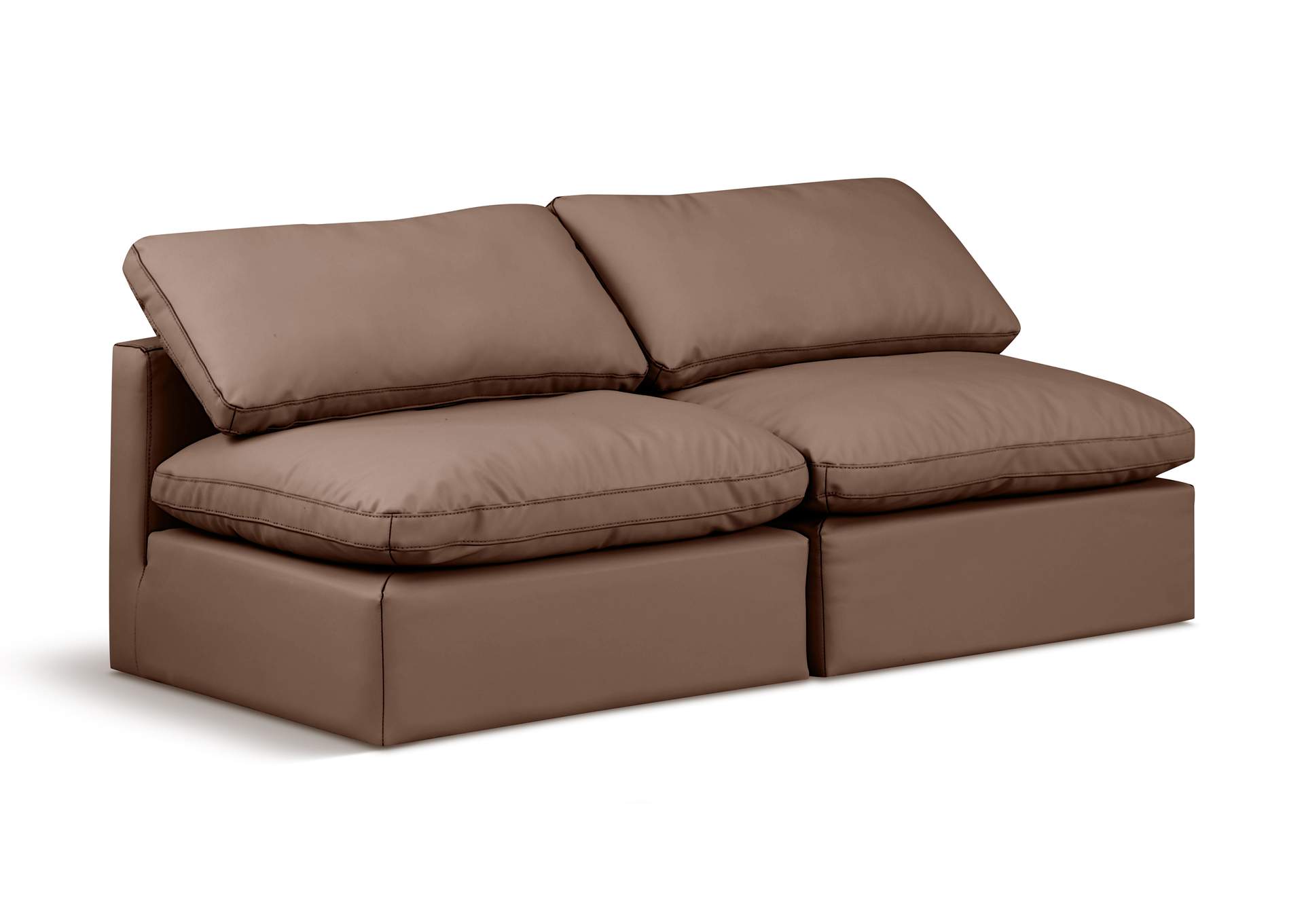 Indulge Brown Faux Leather Modular Sofa,Meridian Furniture