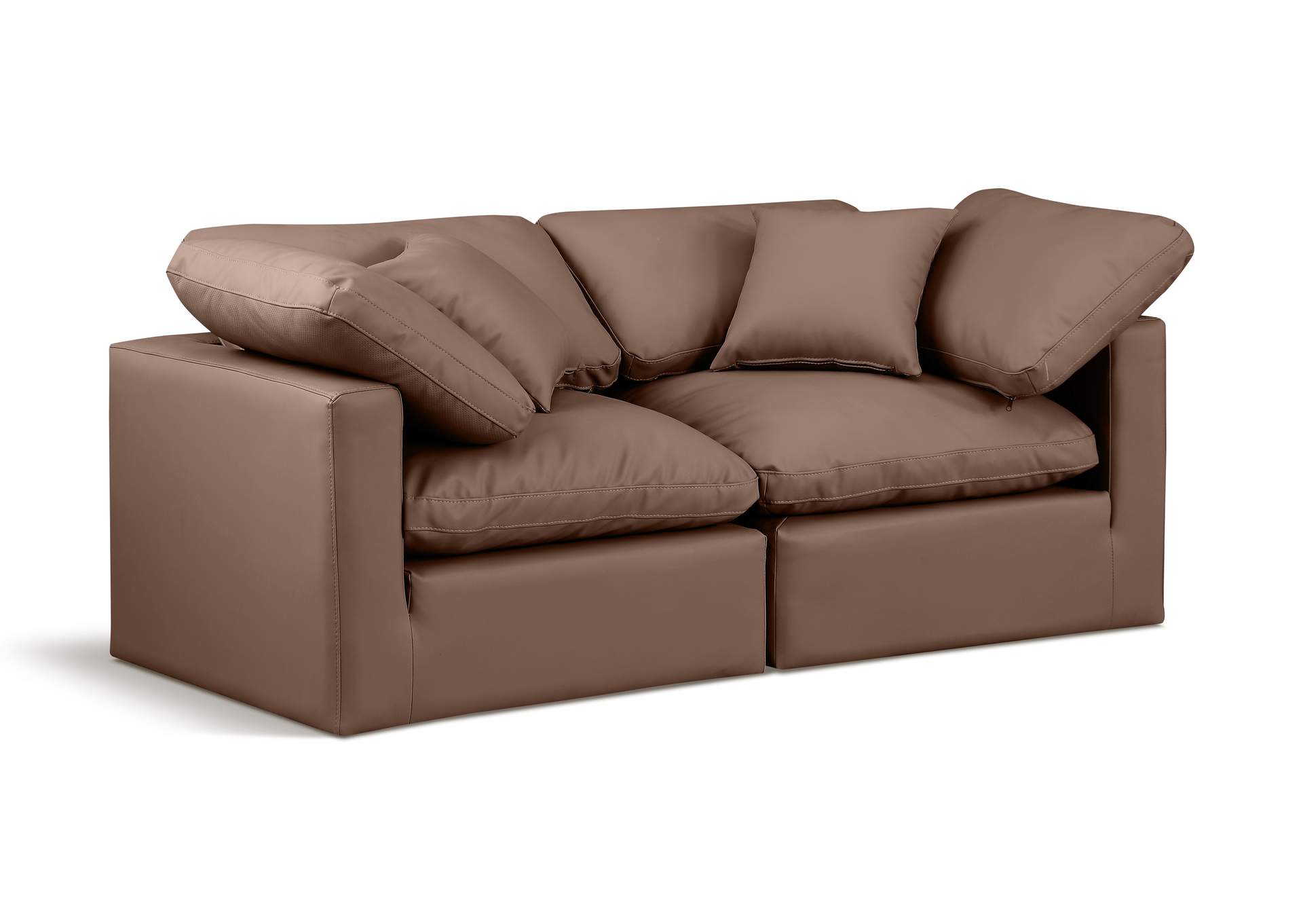 Indulge Brown Faux Leather Modular Sofa,Meridian Furniture